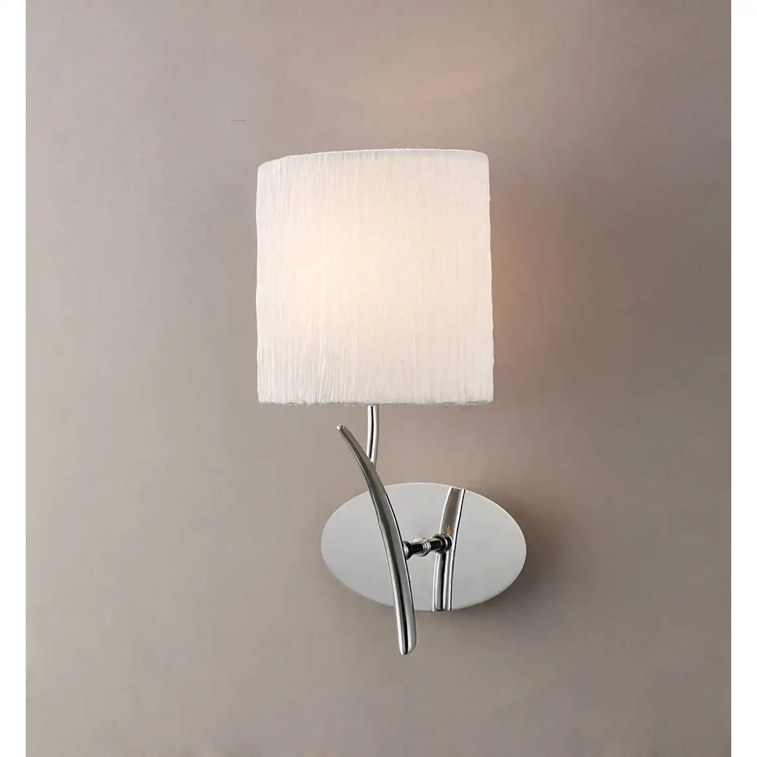 Eve Wall Lamp Switched 1 Light E27, Polished Chrome With White Oval Shade