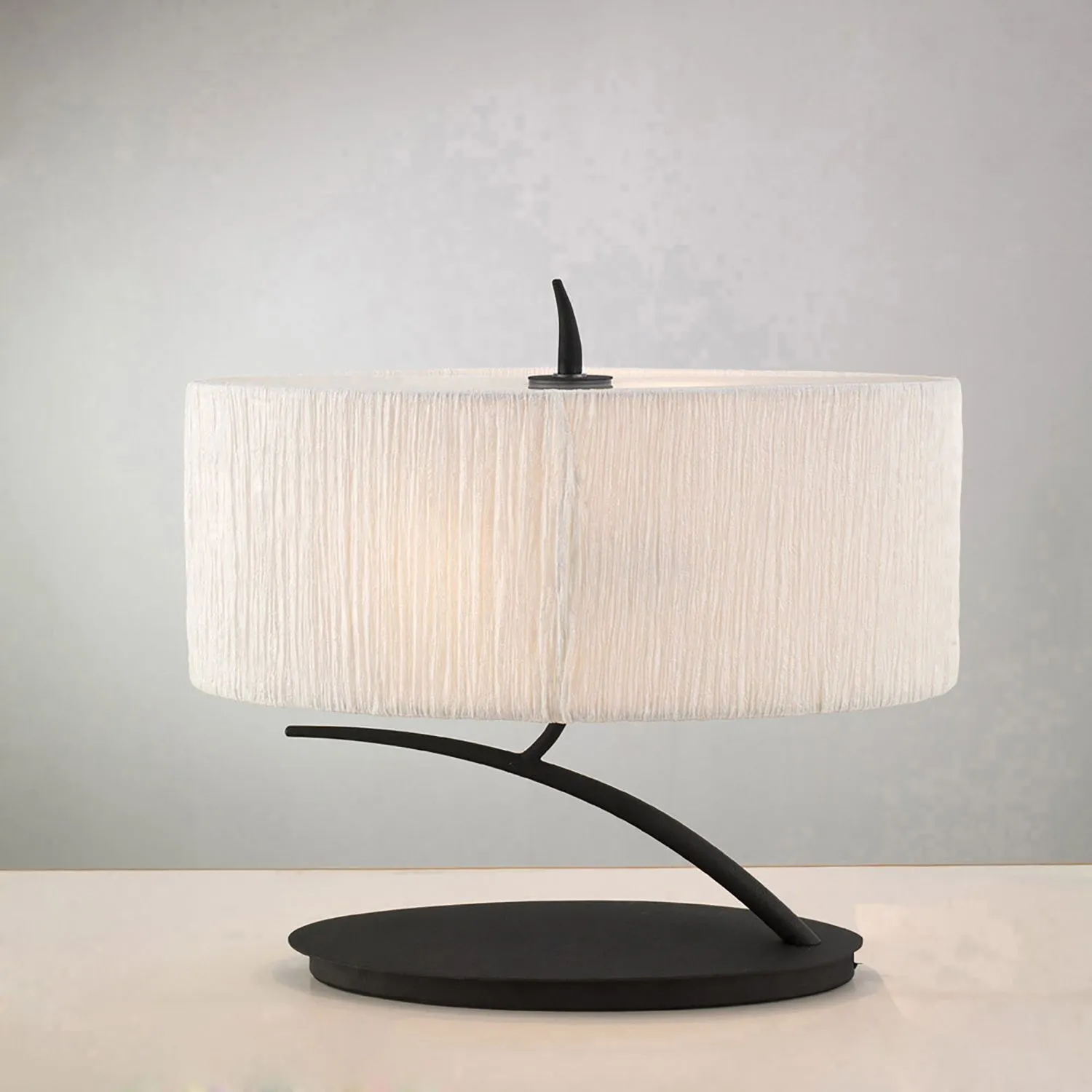 Eve Table Lamp 2 Light E27 Small, Anthracite With White Oval Shade