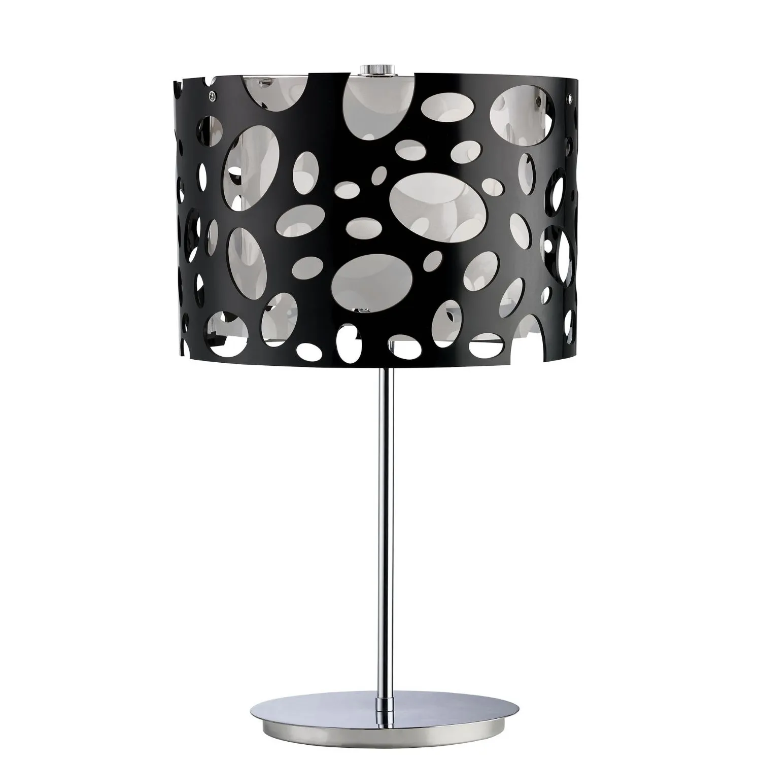 Lupin Table Lamp 1 Light E27, Gloss Black White Acrylic Polished Chrome, CFL Lamps INCLUDED