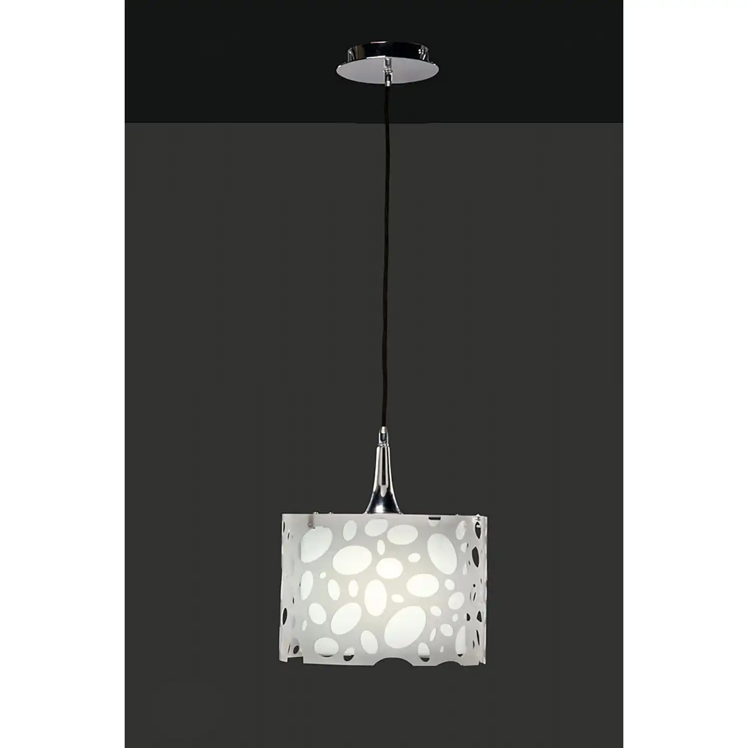 Lupin Pendant 1 Light E27, Gloss White White Acrylic Polished Chrome, CFL Lamps INCLUDED