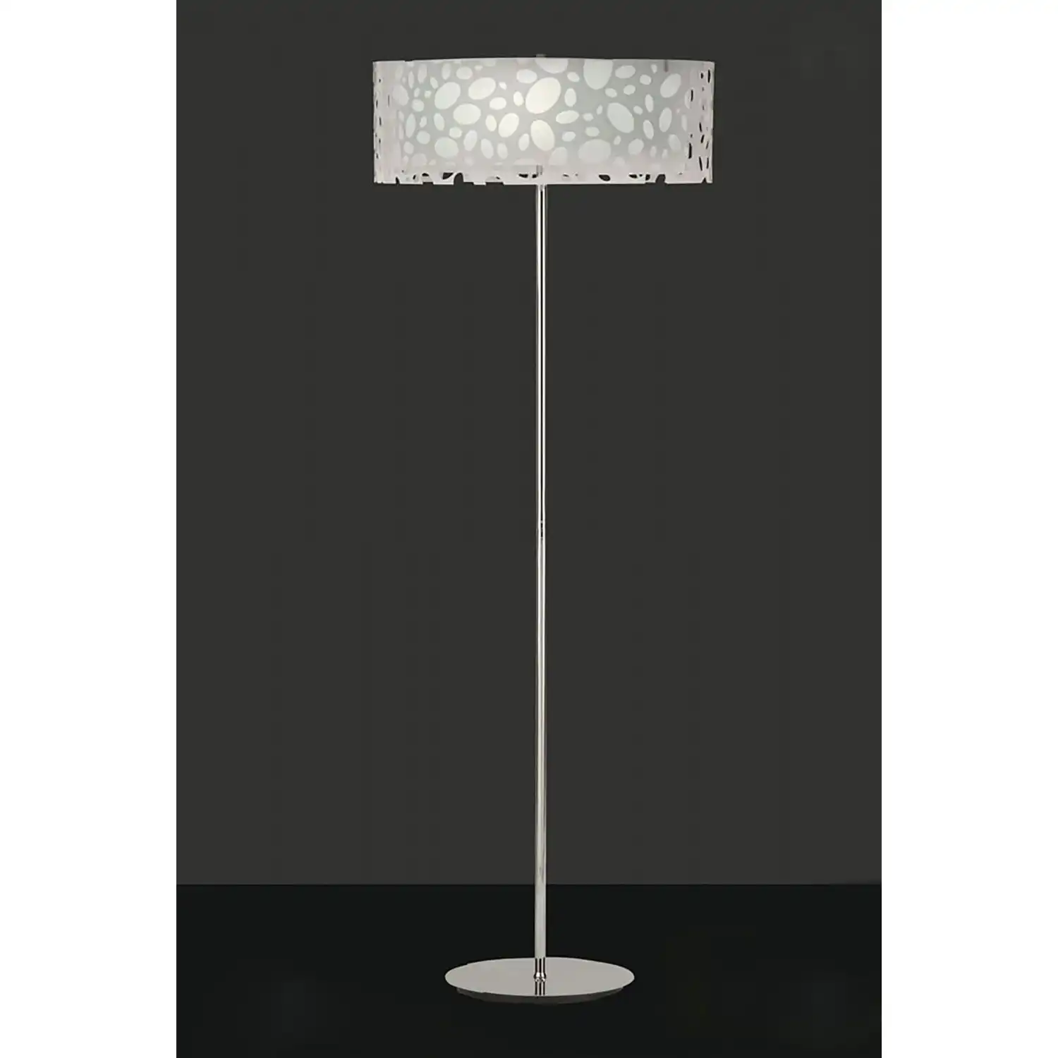 Lupin Floor Lamp 4 Light E27, Gloss White White Acrylic Polished Chrome, CFL Lamps INCLUDED