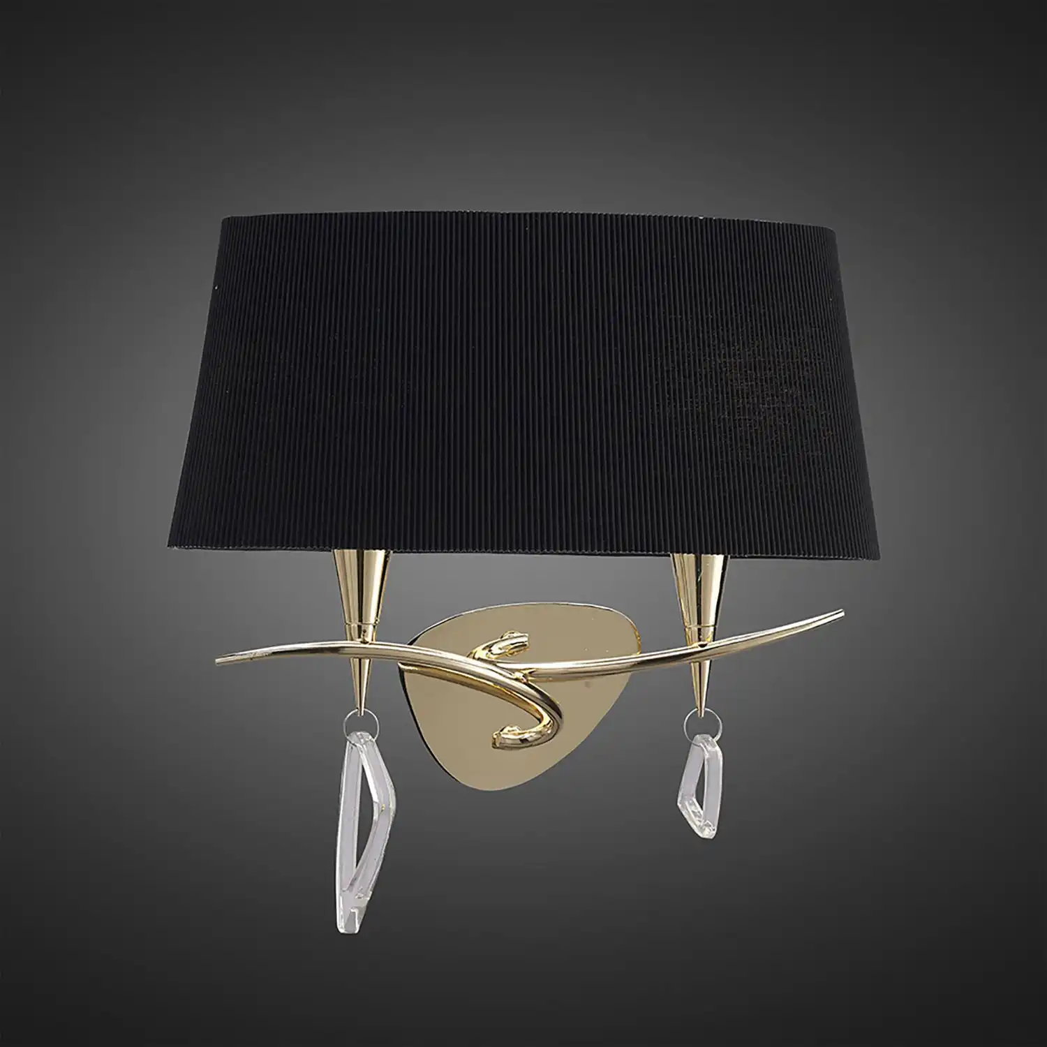 Mara Wall Lamp Switched 2 Light E14, French Gold With Black Shade