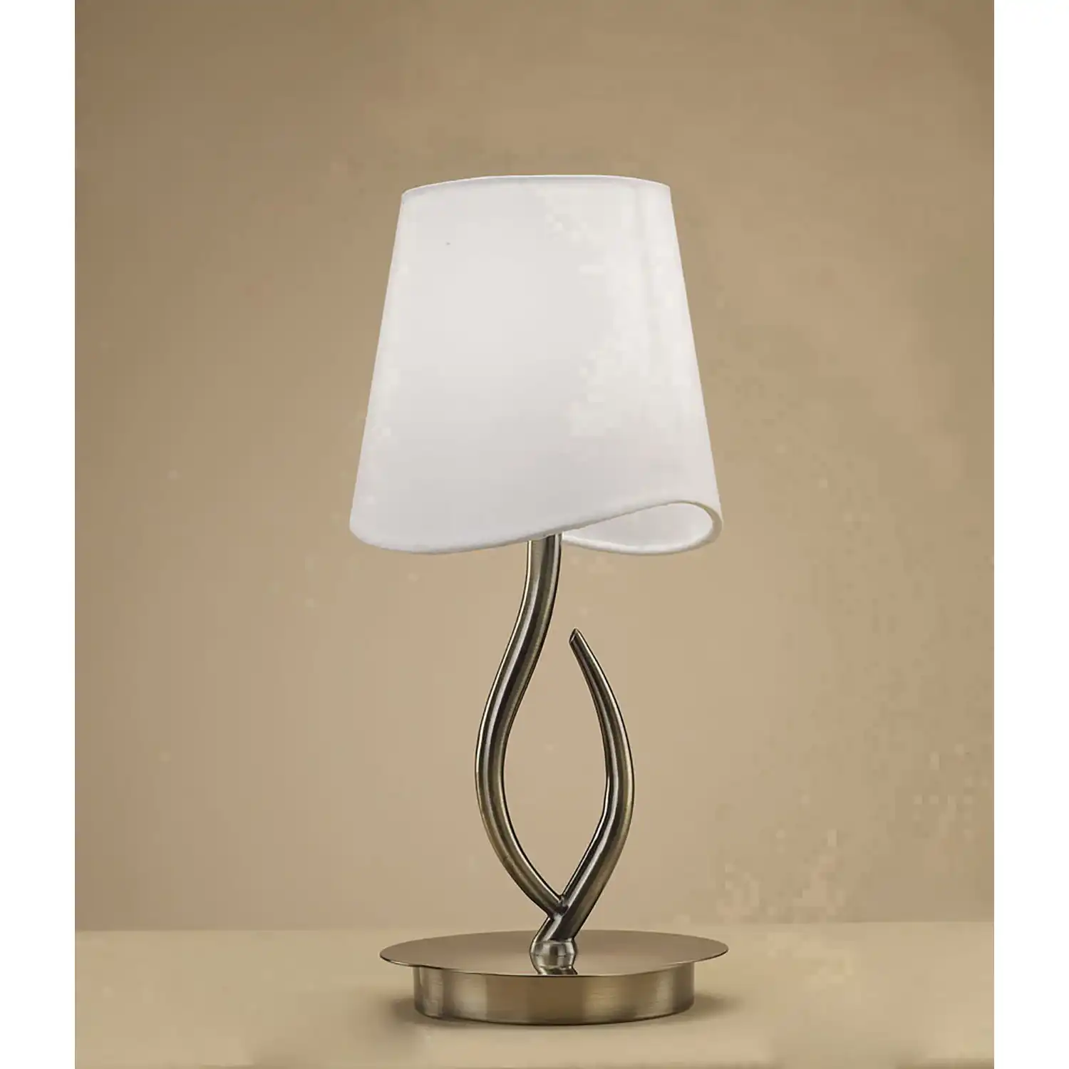 Ninette Table Lamp 1 Light E14 Small, Antique Brass With Ivory White Shade