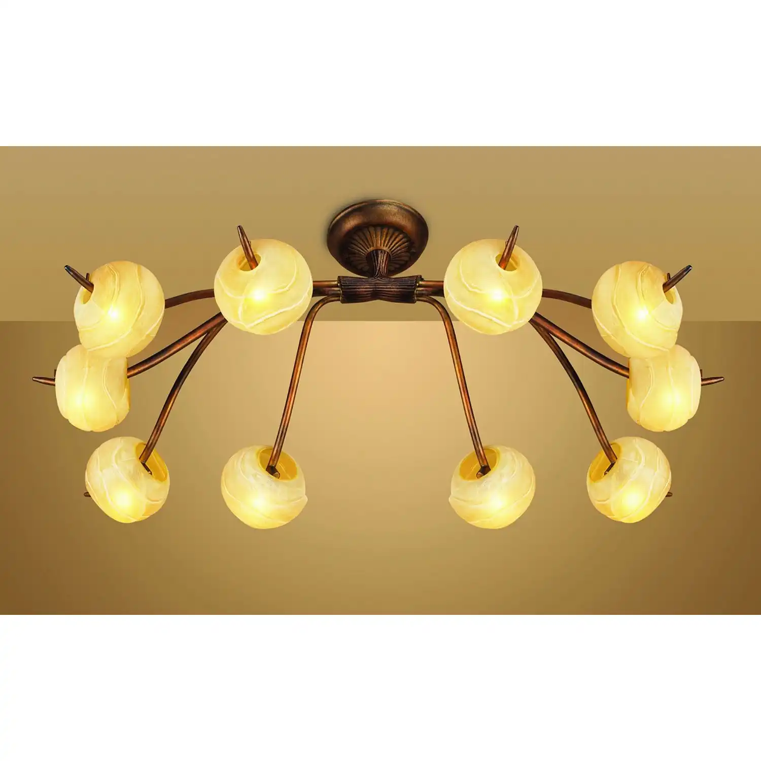 (0038 001) Wave Ceiling 10 Light G9, Rustic Gold