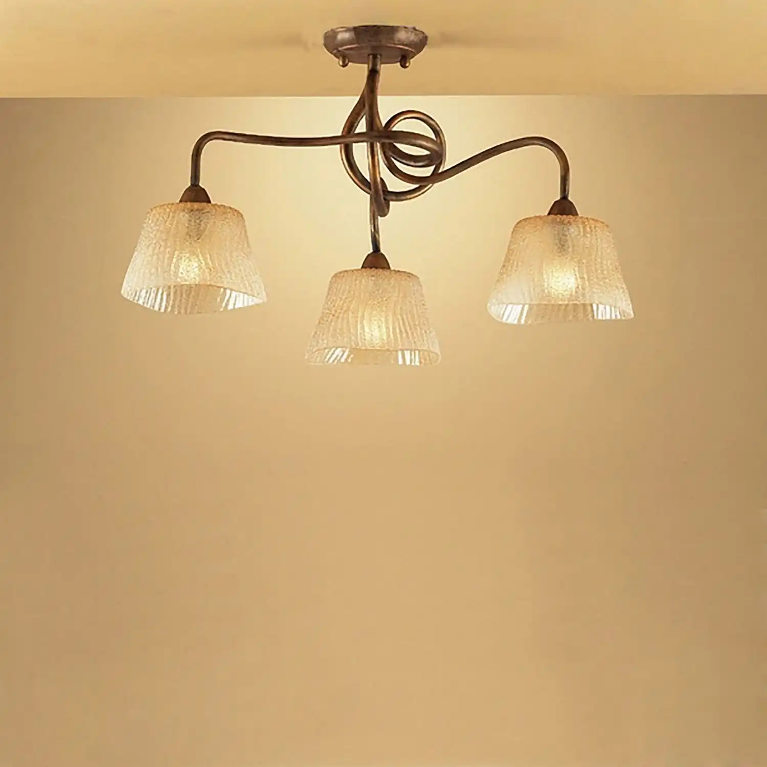 (0039 003) Tentacle Ceiling 3 Light E14, Rustic Gold