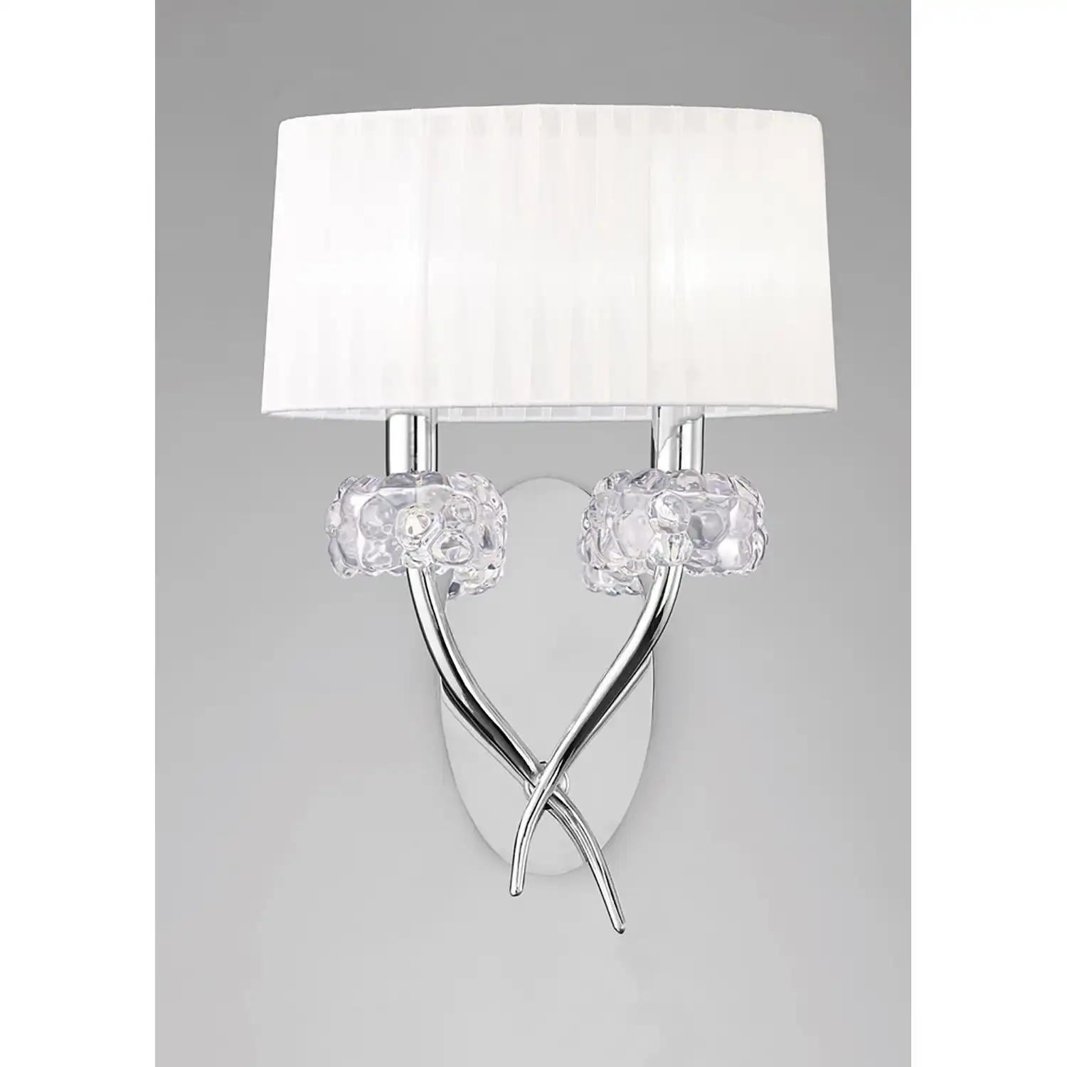 Loewe Wall Lamp Switched 2 Light E14, Polished Chrome With White Shade