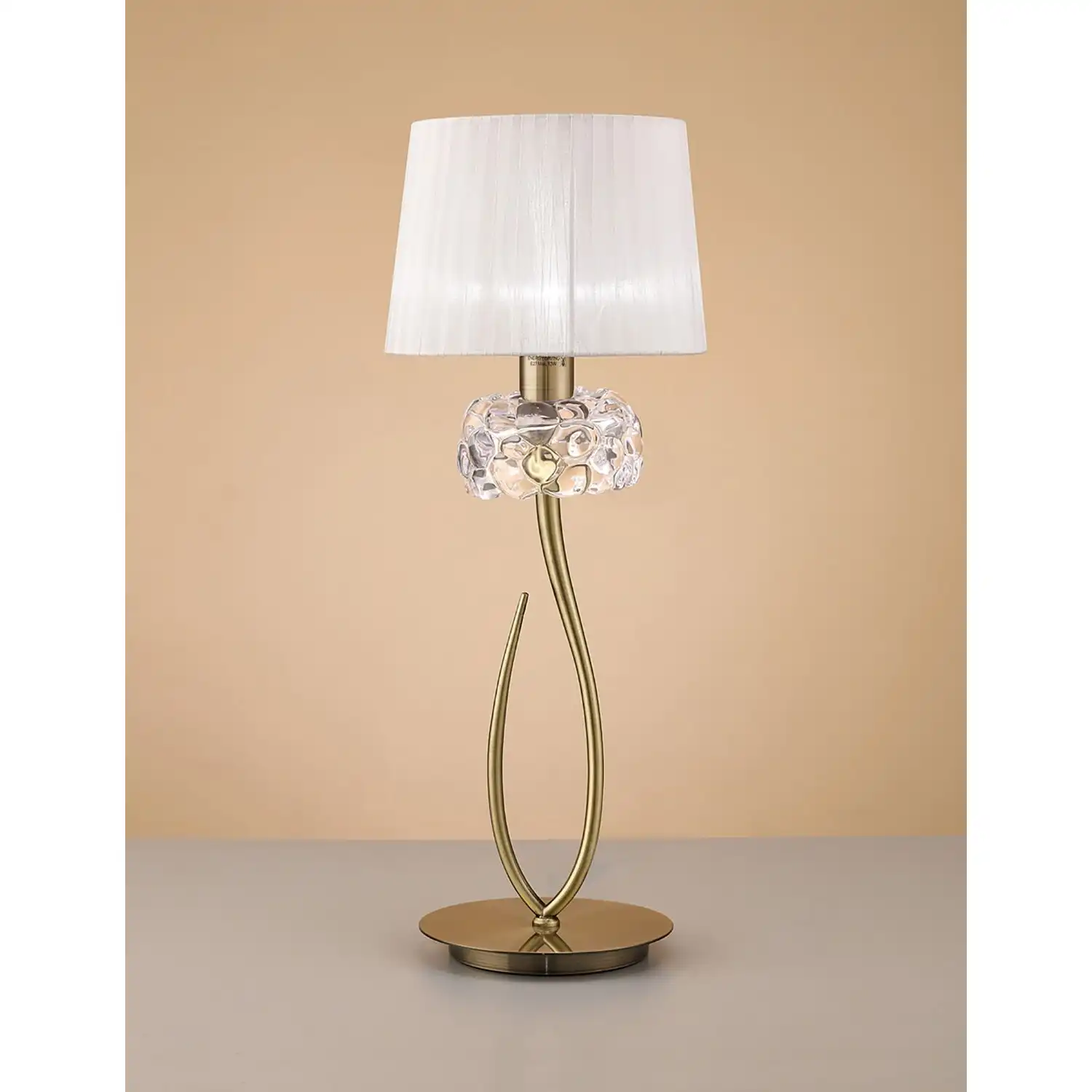 Loewe Table Lamp 1 Light E27 Large, Antique Brass With White Shade
