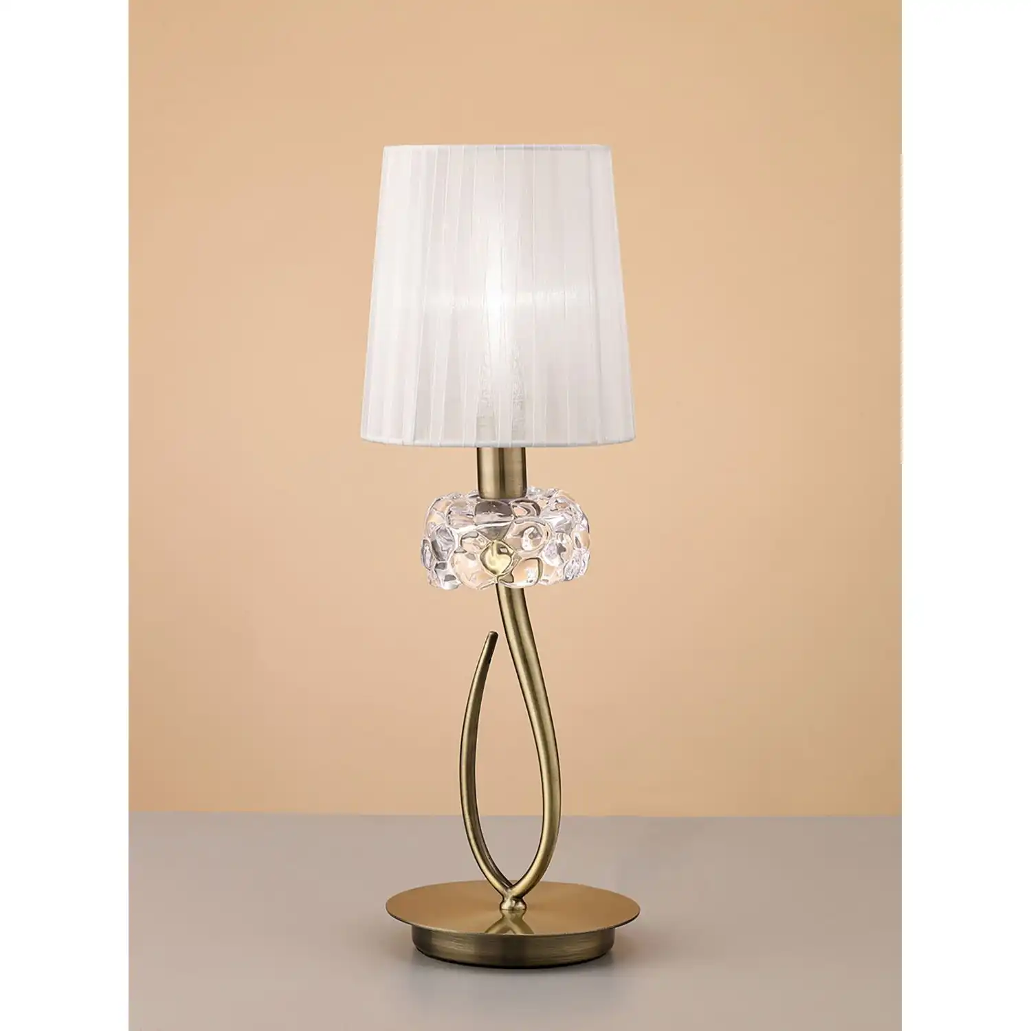 Loewe Table Lamp 1 Light E14 Small, Antique Brass With White Shade