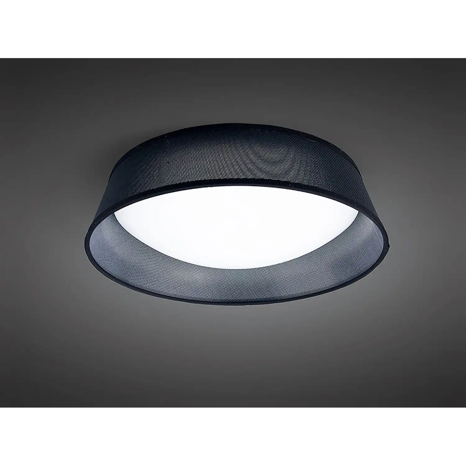 Nordica Flush Ceiling, 3 Light E27 Max 20W, 45cm, White Acrylic With Black Shade, 2yrs Warranty