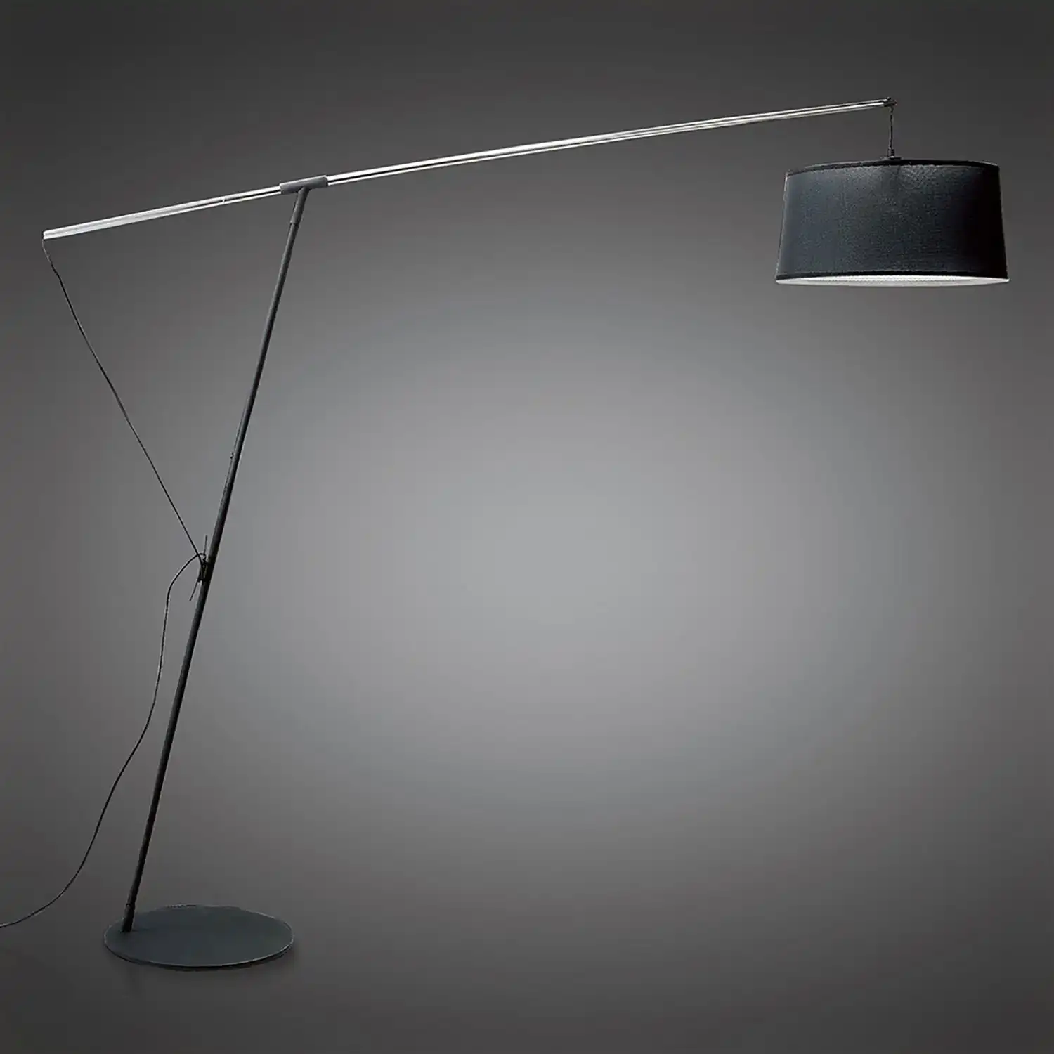 Nordica Floor Lamp E27 With Black Shade, Black Polished Chrome COLLECTION ONLY Item Weight: 16.3kg