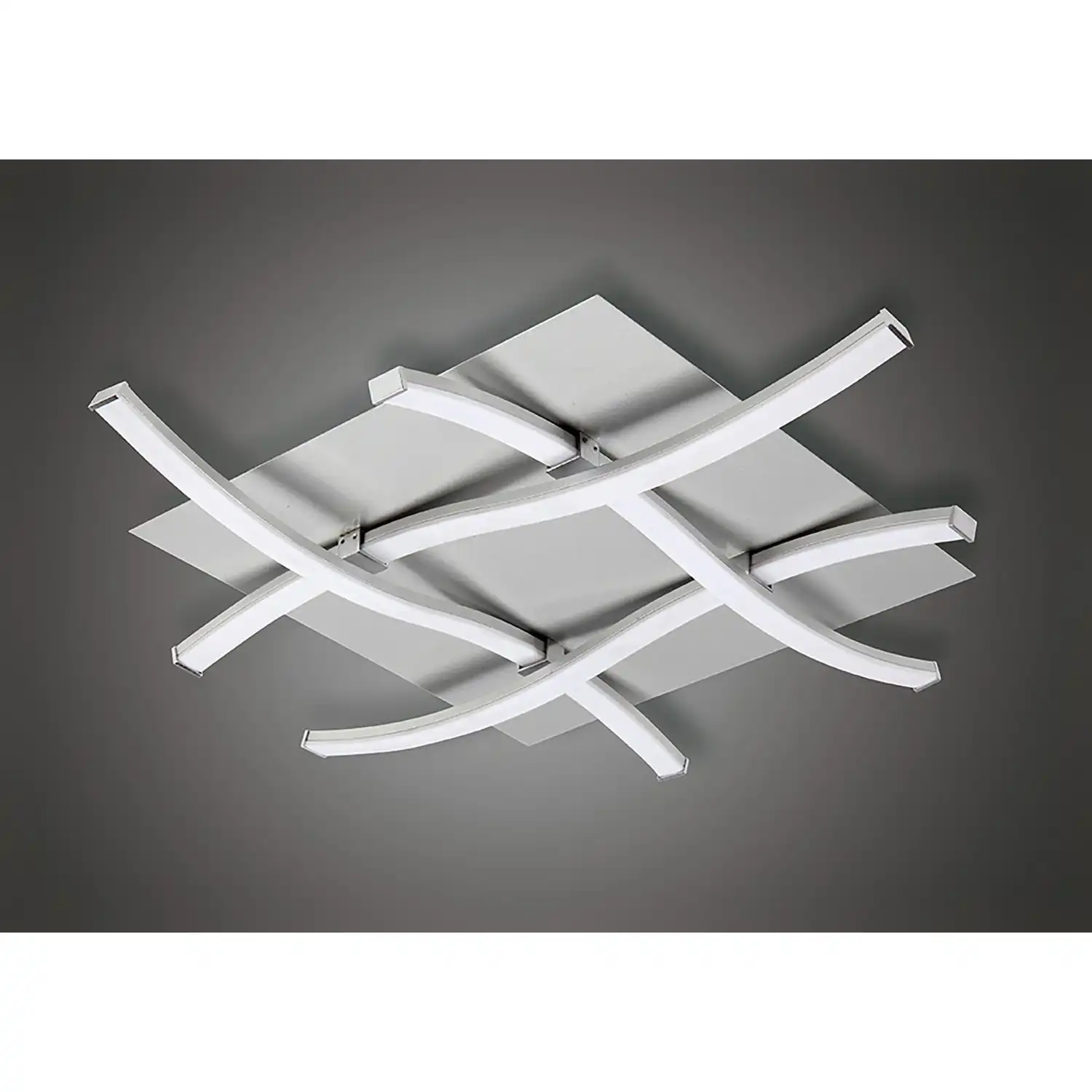 Nur Square Flush Ceiling 34W LED 3000K, 2600lm, Silver Frosted Acrylic Polished Chrome, 3yrs Warranty