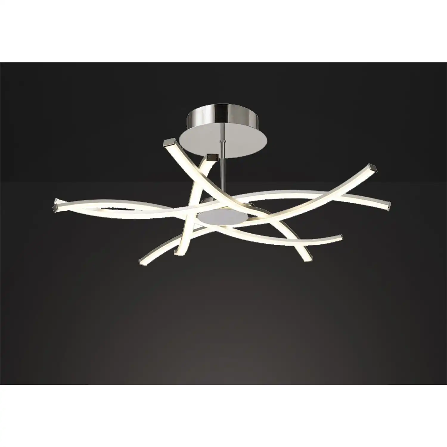 Aire LED Ceiling 70.5cm Round 42W 3000K, 3700lm, Dimmable, Silver Frosted Acrylic Polished Chrome, 3yrs Warranty