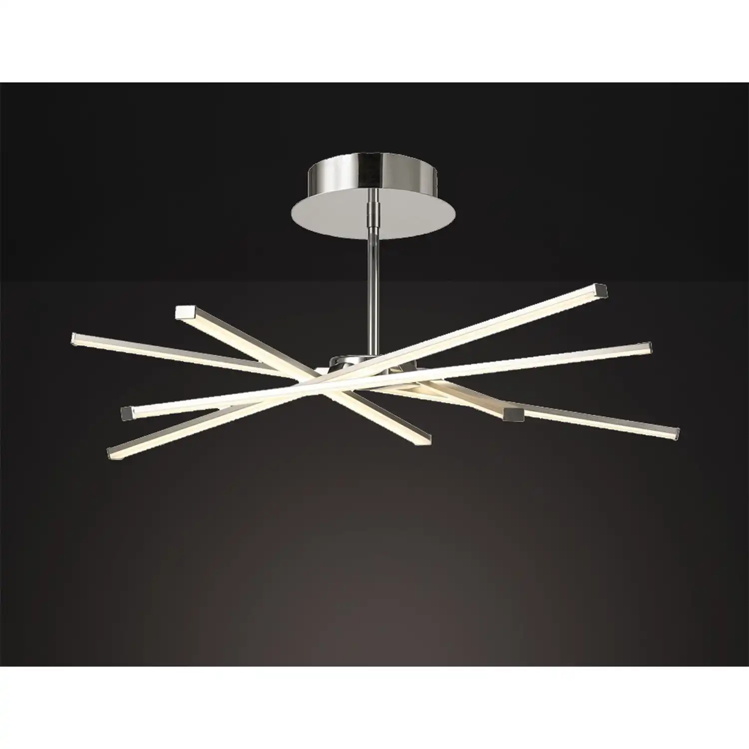 Star LED Ceiling 70.5cm Round 42W 3000K, 3700lm, Dimmable, Silver Frosted Acrylic Polished Chrome, 3yrs Warranty