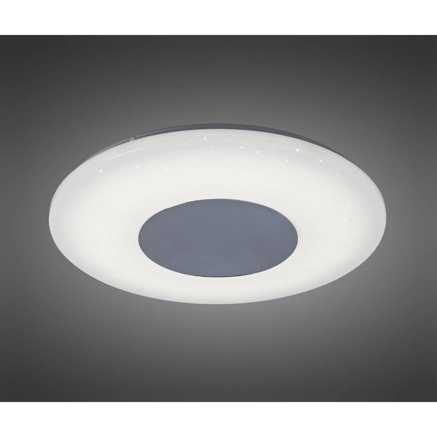 Chrome White 45cm Round Ceiling Flush Light Remote Control