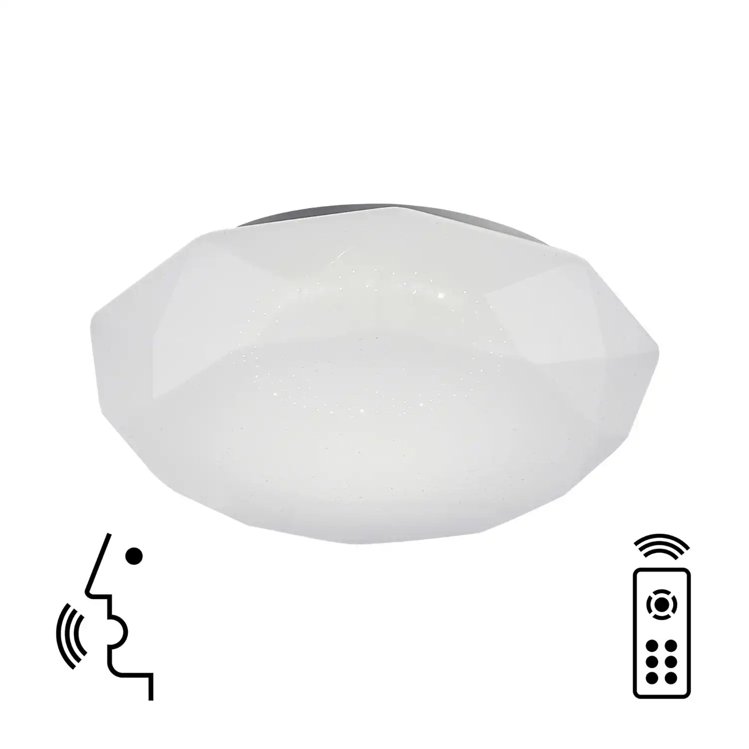 Diamante Smart Ceiling, 80W LED, 3000 5000K Tuneable White, 5200lm, Remote Control, APP, Alexa And Google Voice Control, White, 3yrs Warranty