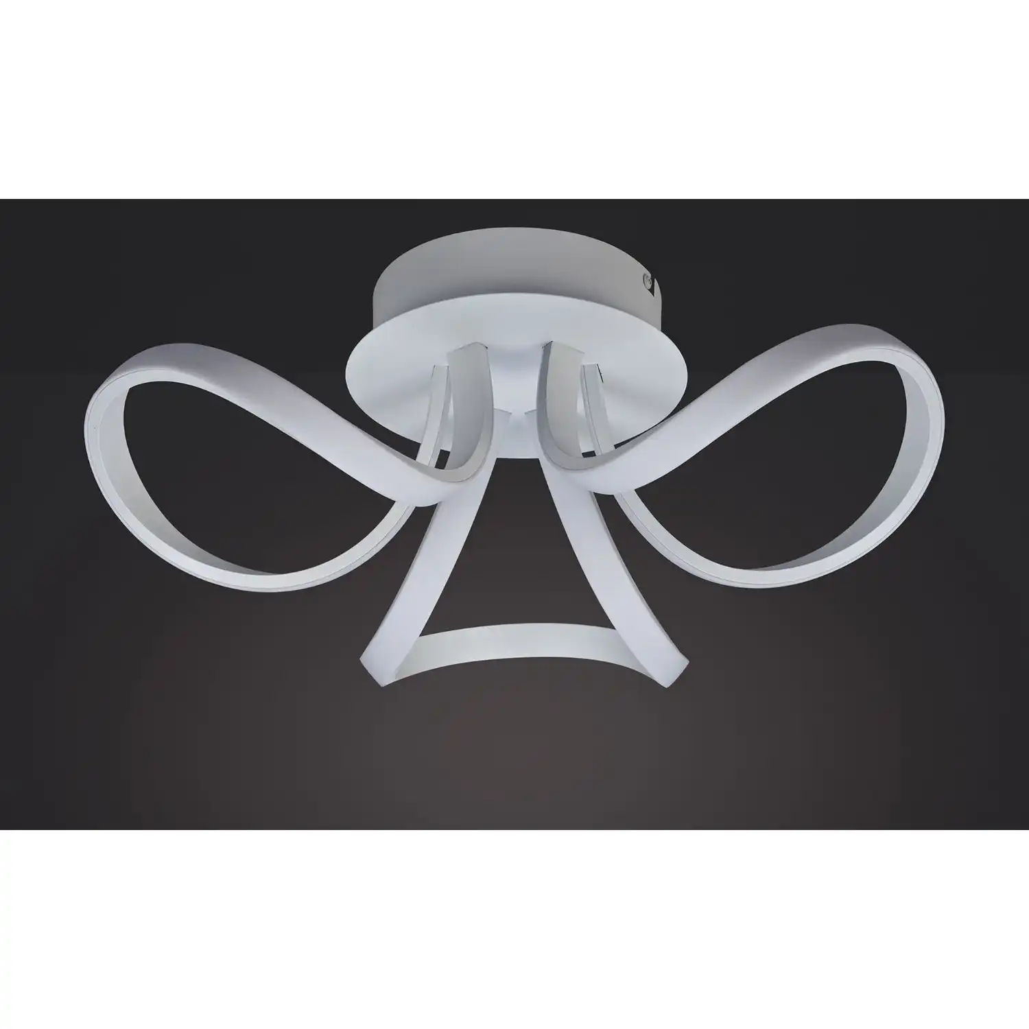 Knot Blanco Ceiling 48cm Round 3 Looped Arms 36W LED 4000K, 2520lm, White Frosted Acrylic, 3yrs Warranty