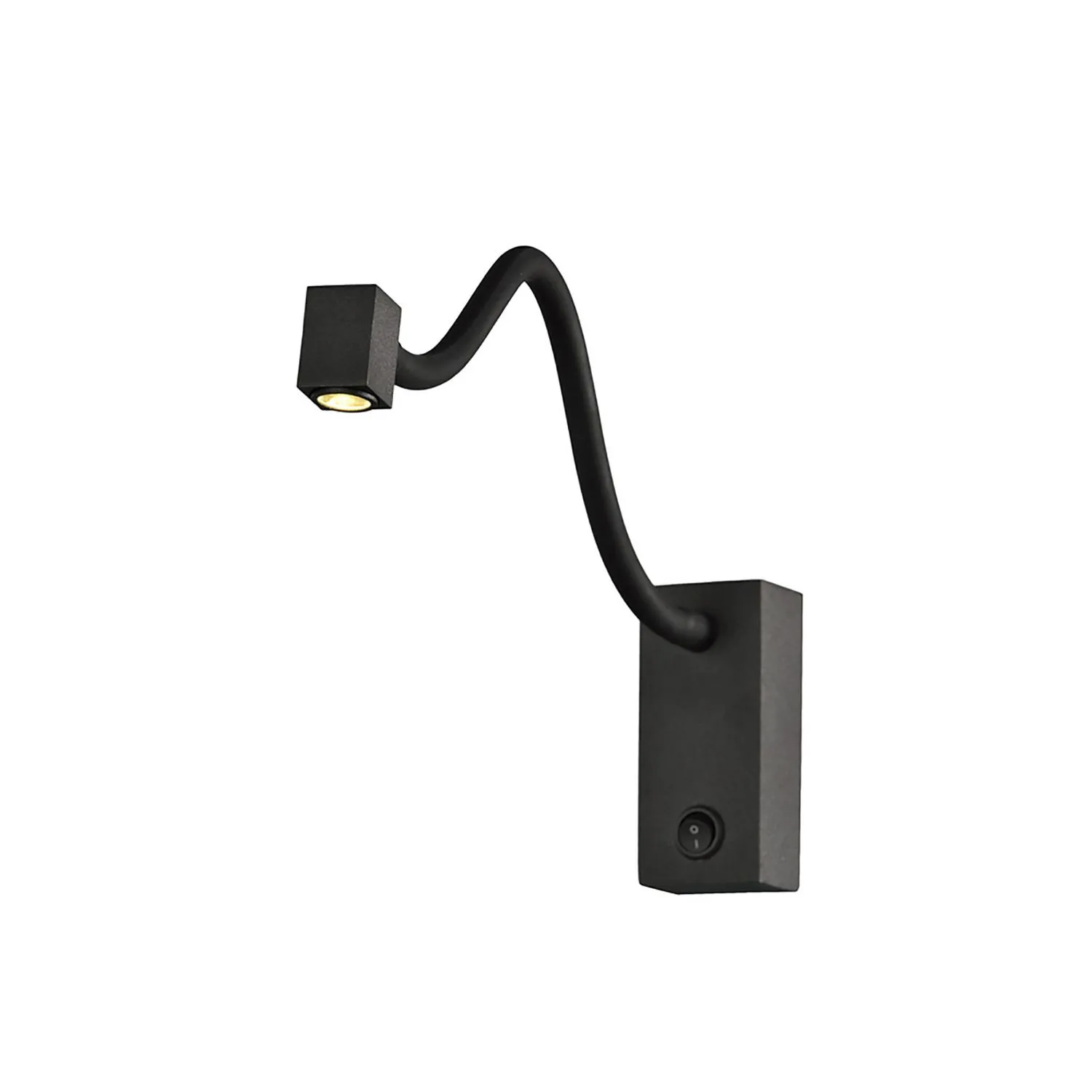 Boavista Switched Wall Lamp Reader 1L 3W LED Square Head Spot, 3000K, 135lm, Round Base Matt Black, 3yrs Warranty