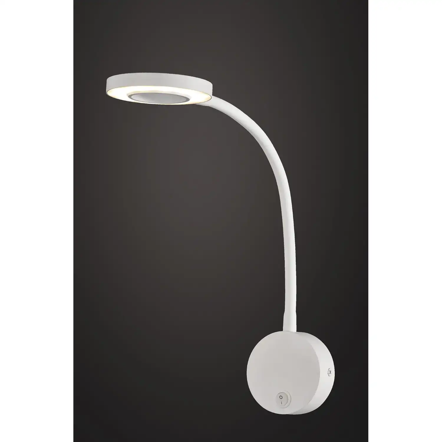 Boavista Switched Wall Lamp Reader 1L 5W LED Ring Head, 3000K, 261lm, Round Base Matt White, 3yrs Warranty