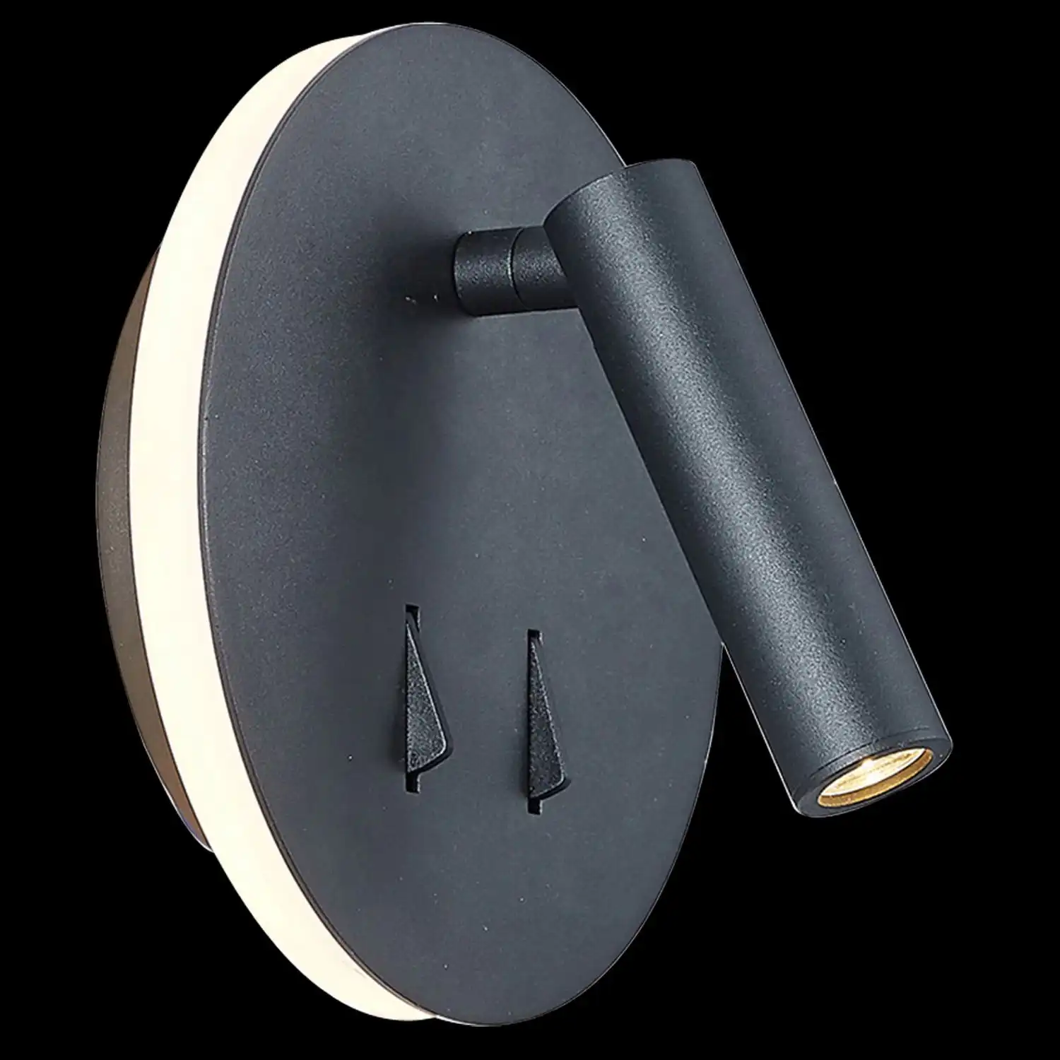 Cayman Round Wall Plus Reading Light, 6W Plus 3W LED, 3000K, 620lm Total, Individually Switched, Sand Black, 3yrs Warranty