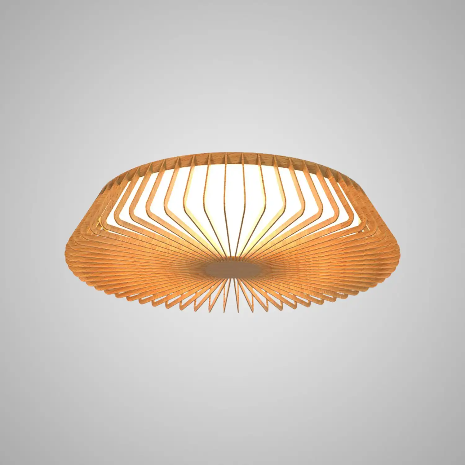 Himalaya 53cm Round Ceiling (Light Only), 56W LED, 2700 5000K Tuneable White, 2500lm, Remote Control, Wood, 3yrs Warranty