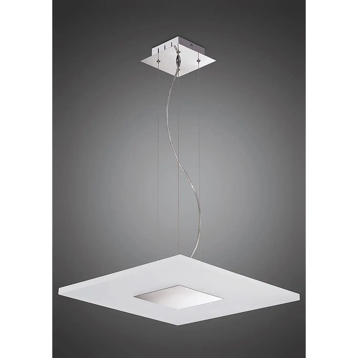 Notte Pendant 28W LED Square 3000K, 1700lm, Polished Chrome Frosted Acrylic, 3yrs Warranty