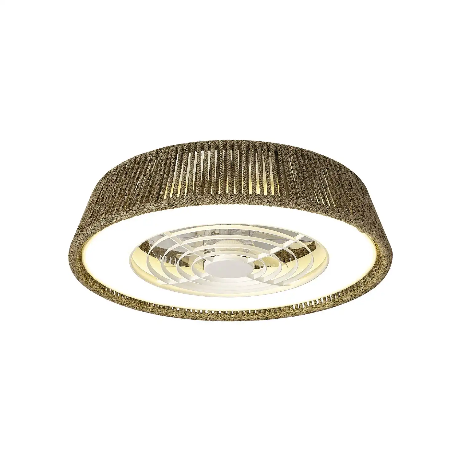 Polinesia Nautica Mini 55W LED Dimmable Ceiling Light With Built In 25W DC Reversible Fan, Beige Oscu, 3800lm, 5yrs Warranty
