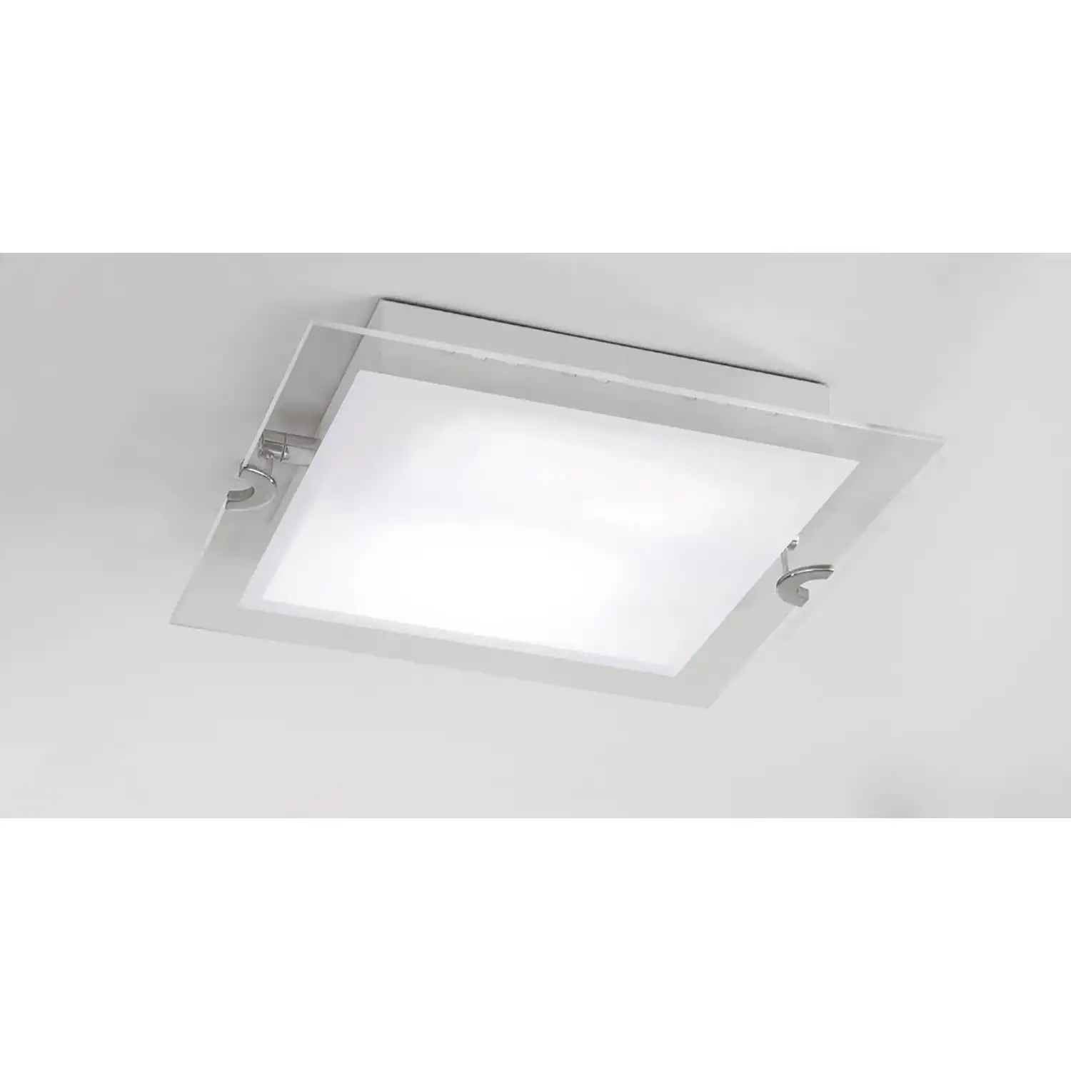 Melbourne Square Ceiling 15W LED 3000K, 1350lm, Polished Chrome Frosted White Glass, 3yrs Warranty