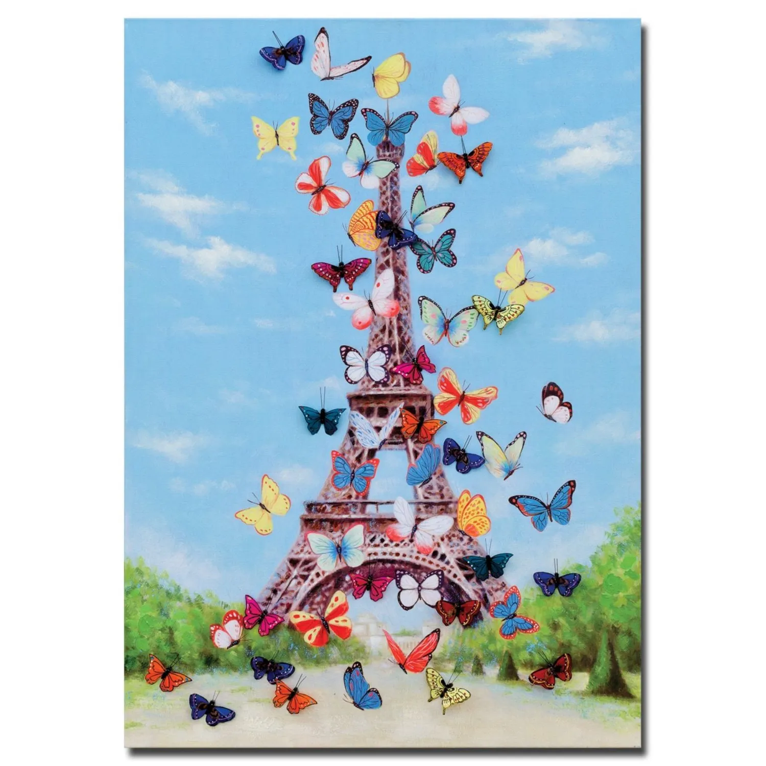 Eiffel Tower & Butterfly 3D Canvas Wall Art