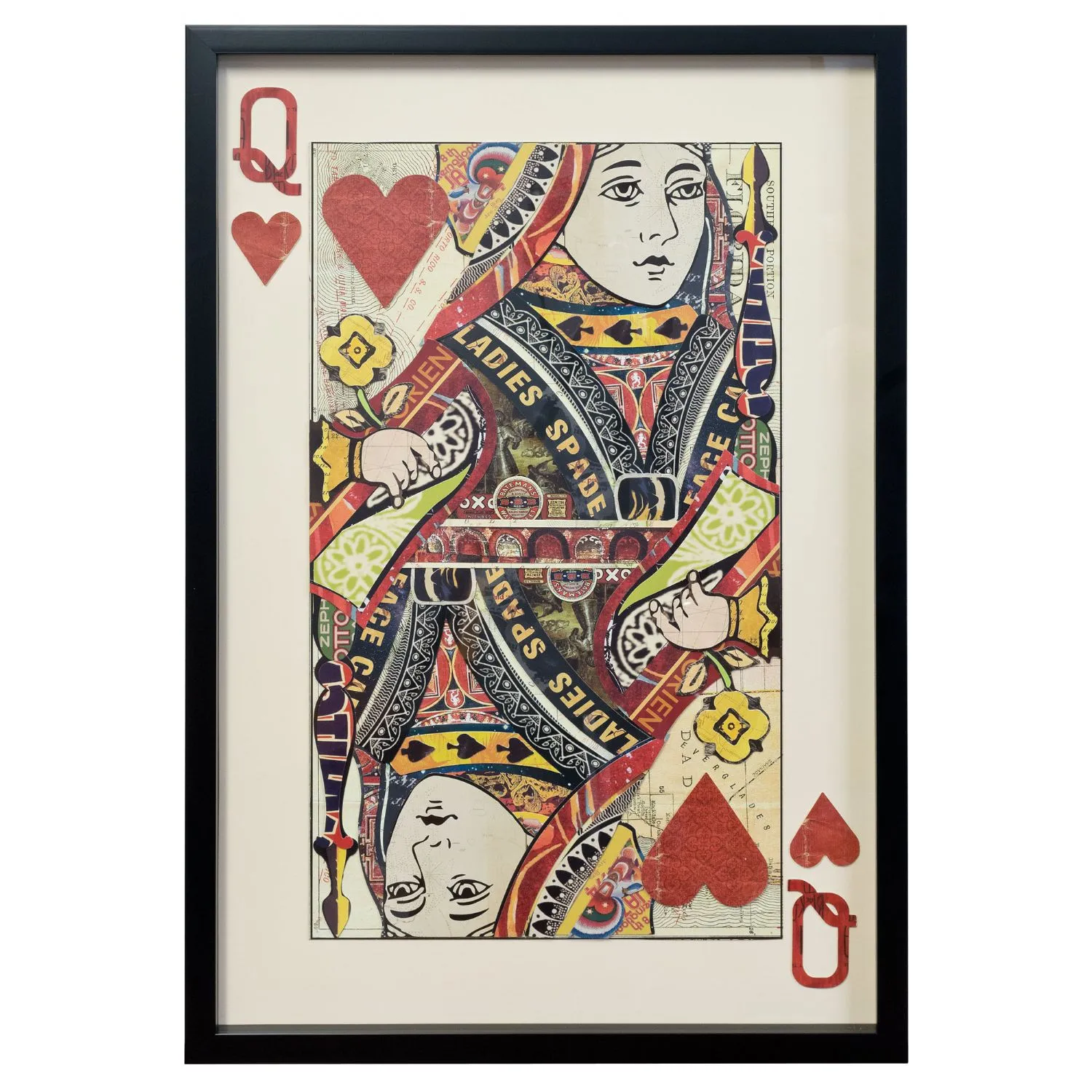 Queen of Hearts Playing Card Collage Wall Art