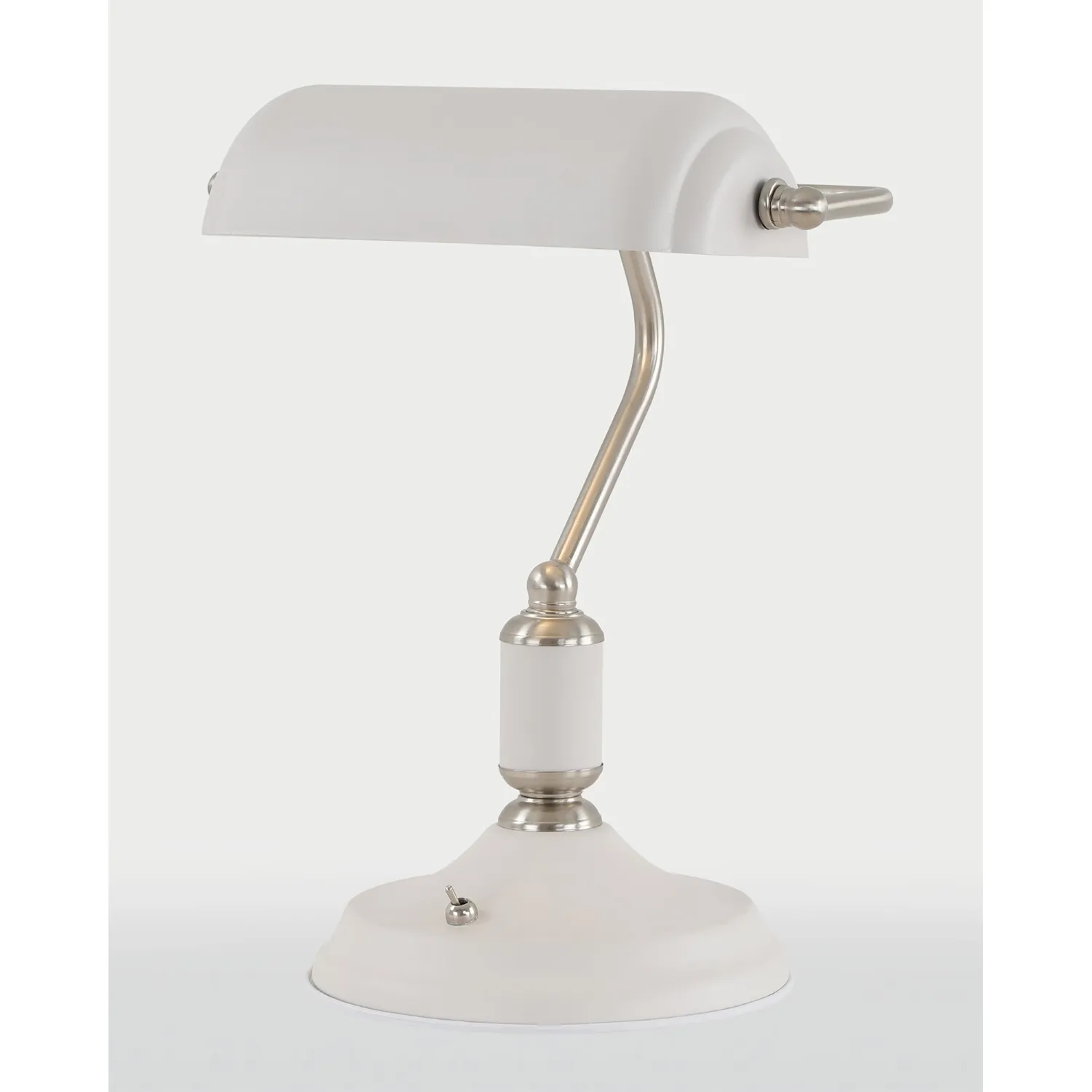 Brent Table Lamp 1 Light With Toggle Switch, Satin Nickel Sand White