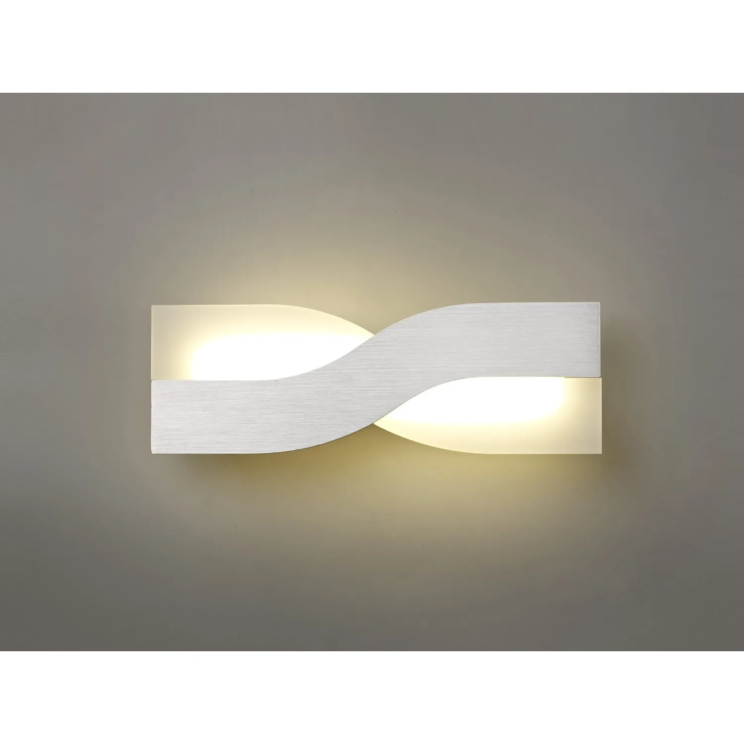 Sussex Wall Lamp, 1 x 8W LED, 3000K, 640lm, Brushed Aluminium Frosted White, 3yrs Warranty