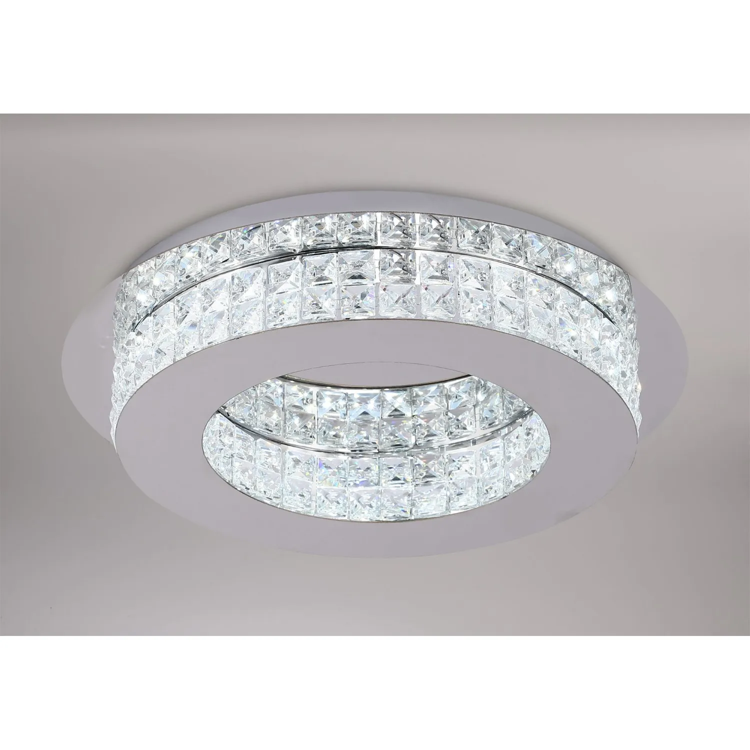 Sudbury Ceiling Light, 1 x 18W LED, 4000K, 418lm, Polished Chrome Crystal, 3yrs Warranty