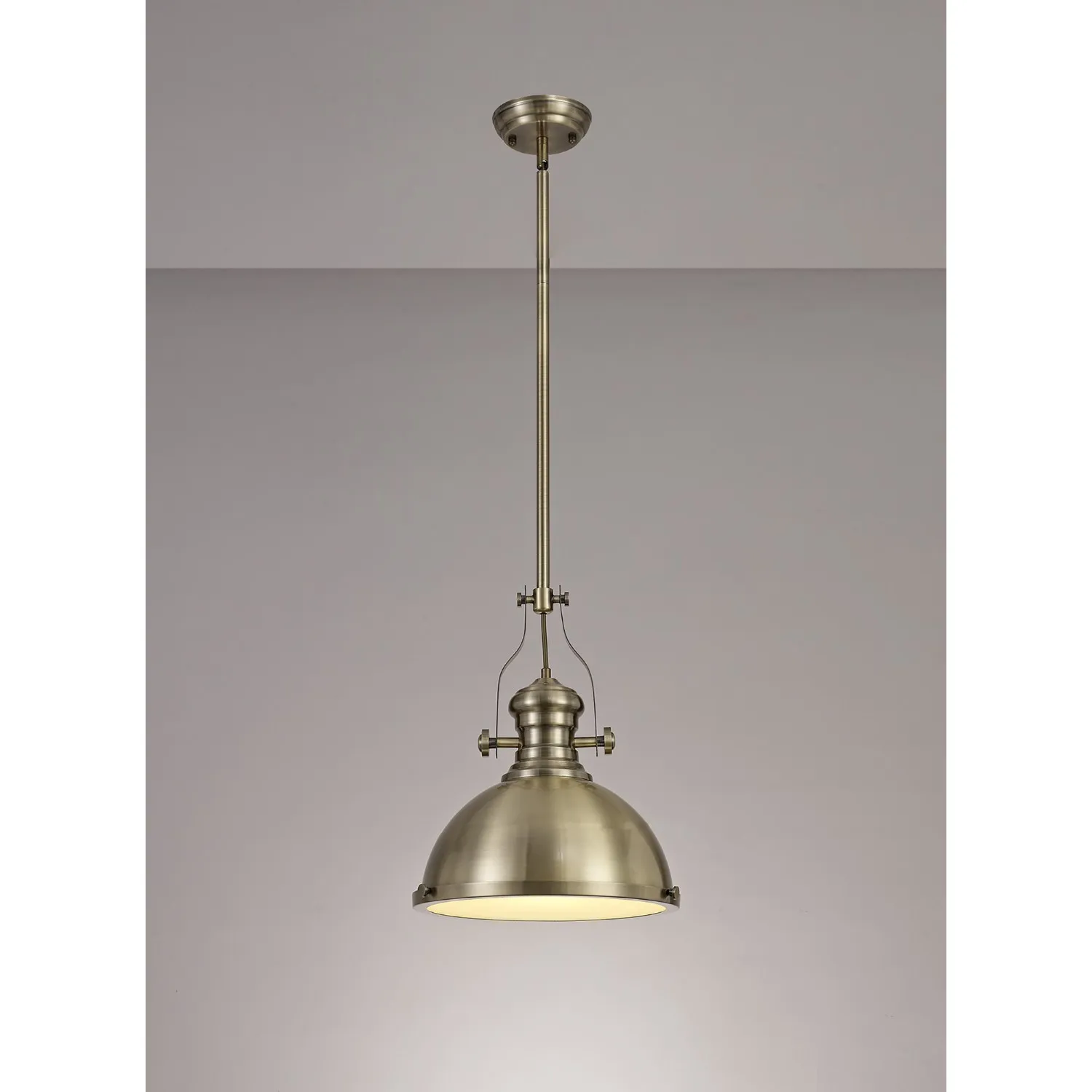Sandy Pendant, 1 x E27, Antique Brass Frosted Glass