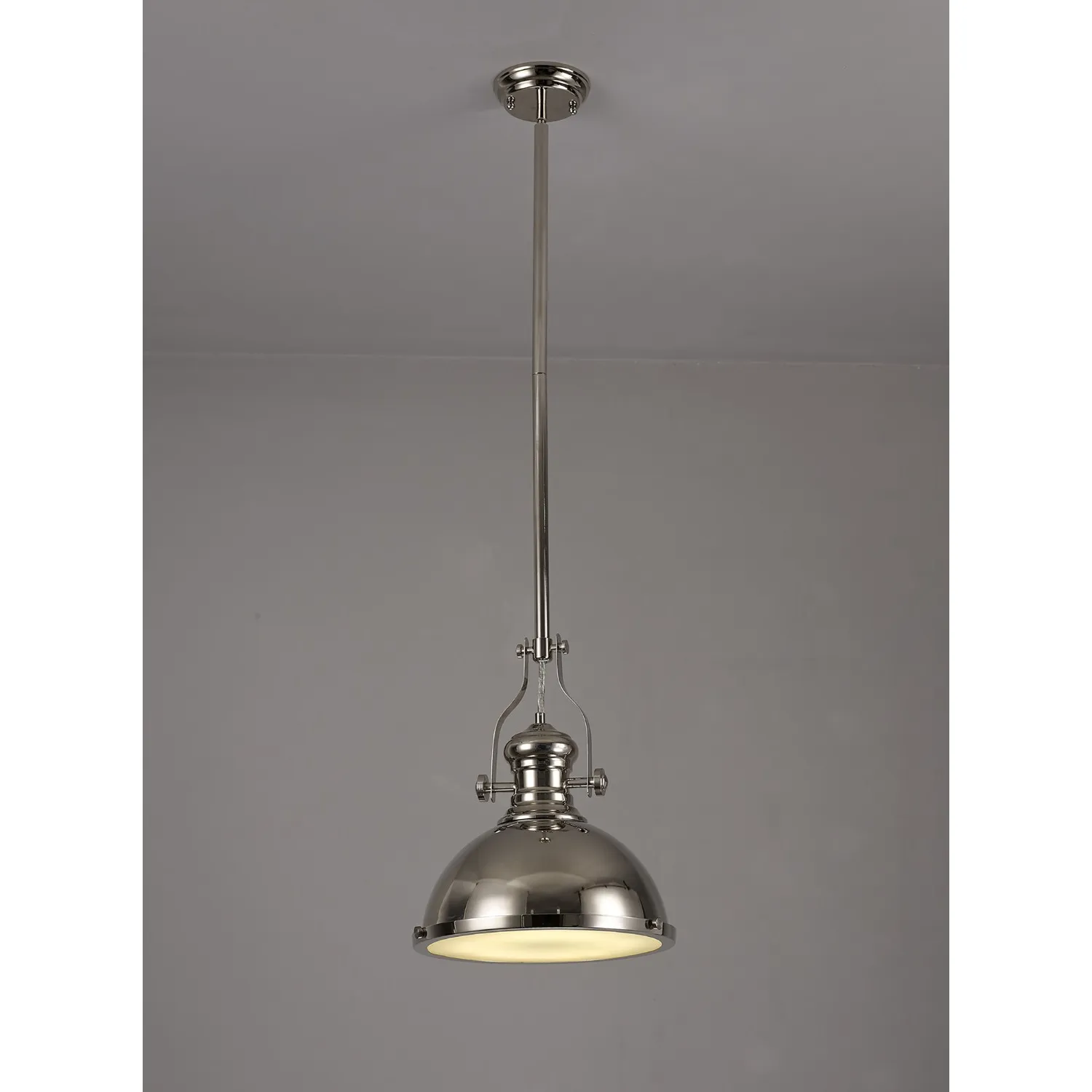 Sandy Pendant, 1 x E27, Polished Nickel Frosted Glass