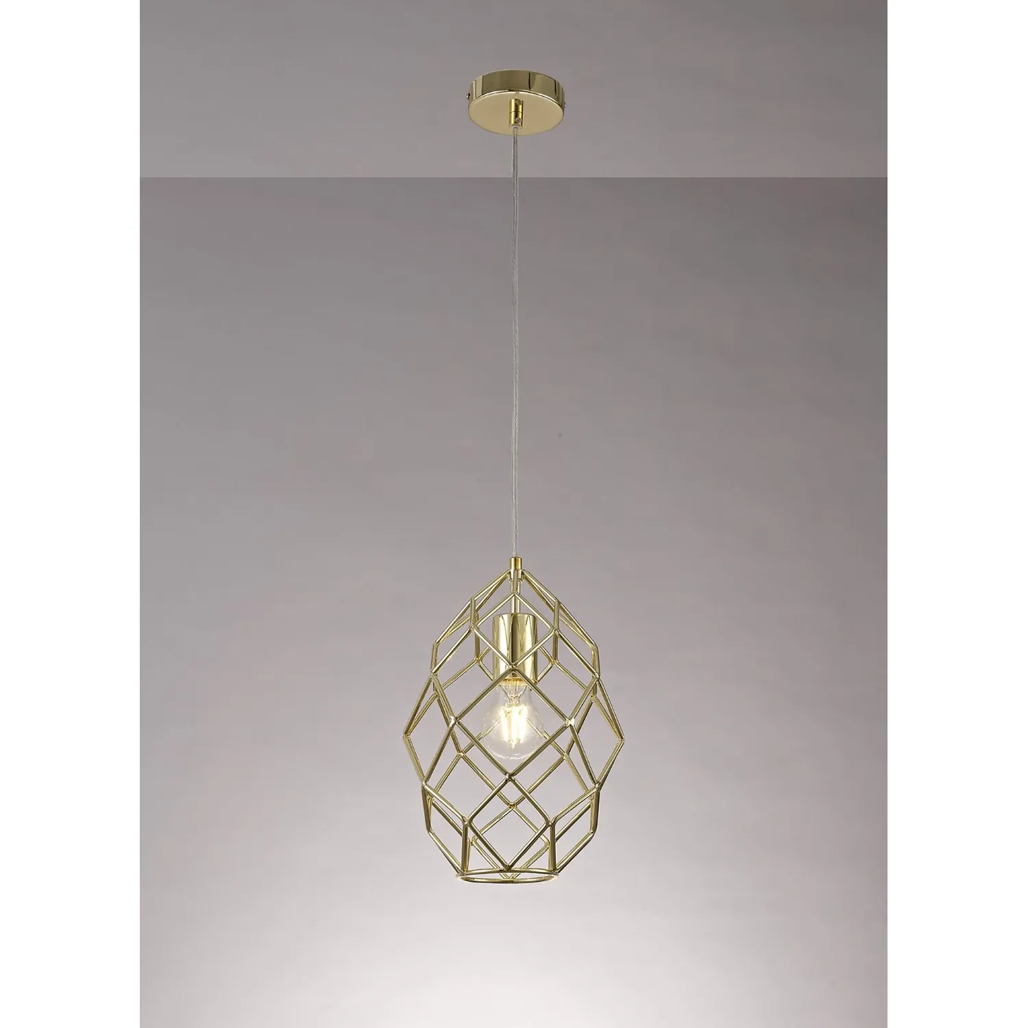 Bloomsbury Curved Cylinder Pendant, 1 x E27, Polished Brass