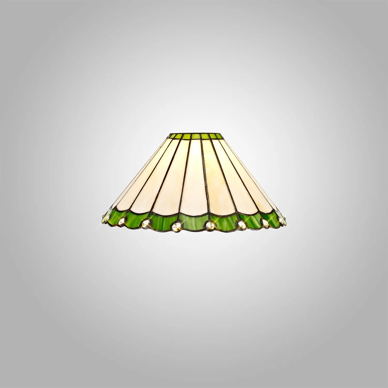 Ware Tiffany 30cm Non Electric Shade, Green Cream Crystal. Suitable For E27 or B22 Pendants