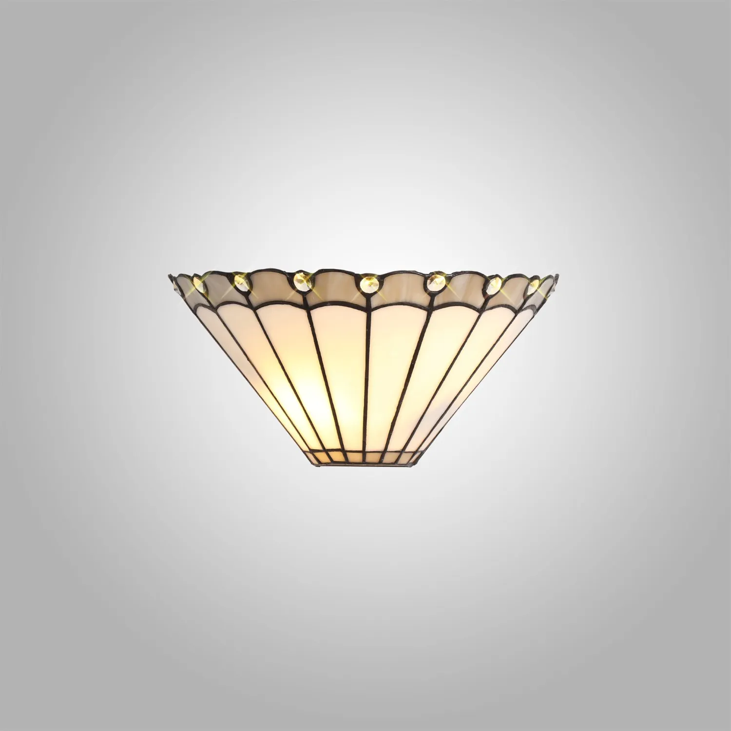 Ware Tiffany Wall Lamp, 2 x E14, Grey White Crystal