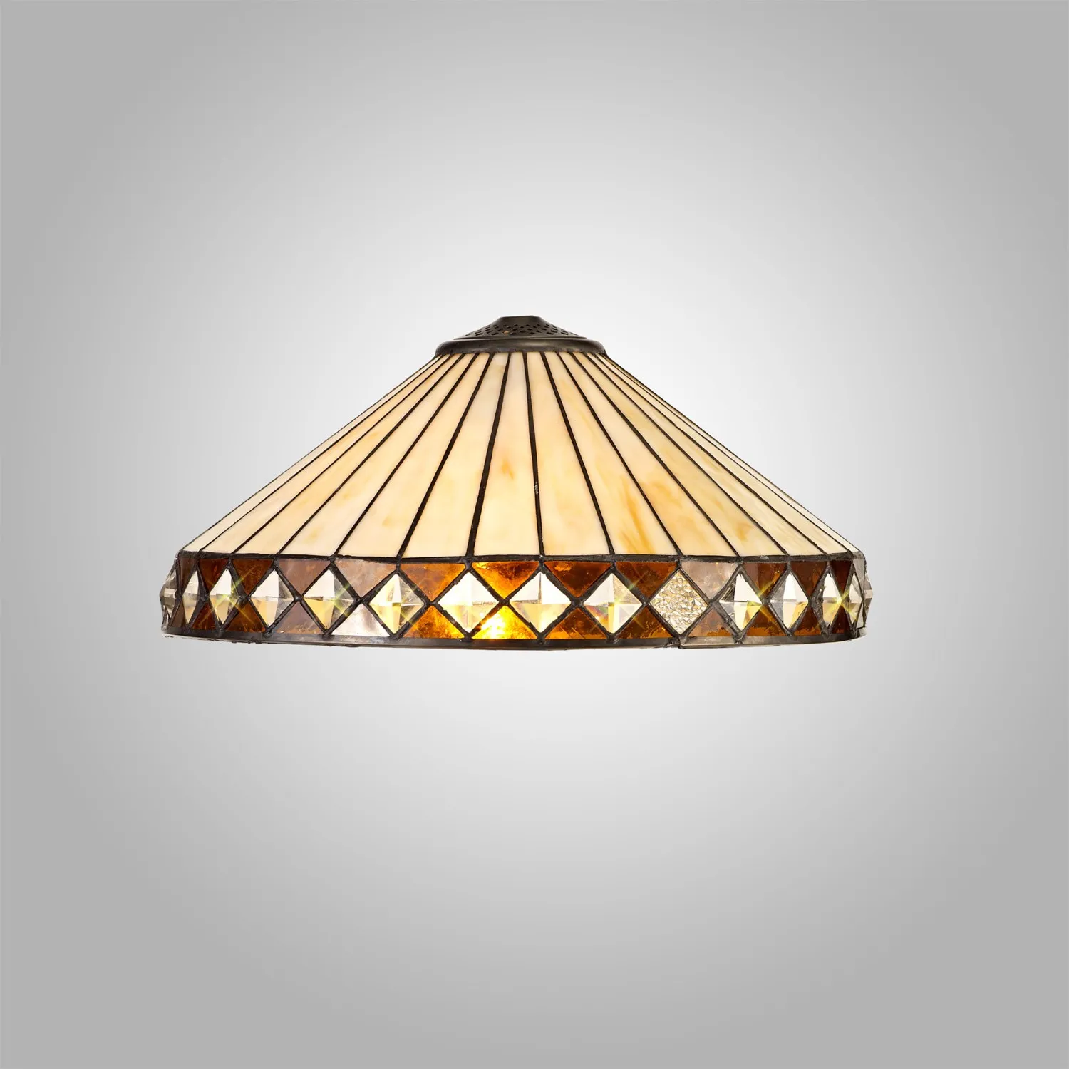Rayleigh Tiffany 40cm Shade Only Suitable For Pendant Ceiling Table Lamp, Amber Cream Crystal