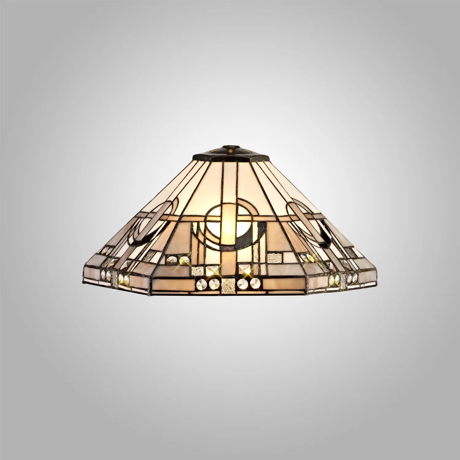 Knebworth, Tiffany 40cm Shade Only Suitable For Pendant Ceiling Table Lamp, White Grey Black Clear Crystal