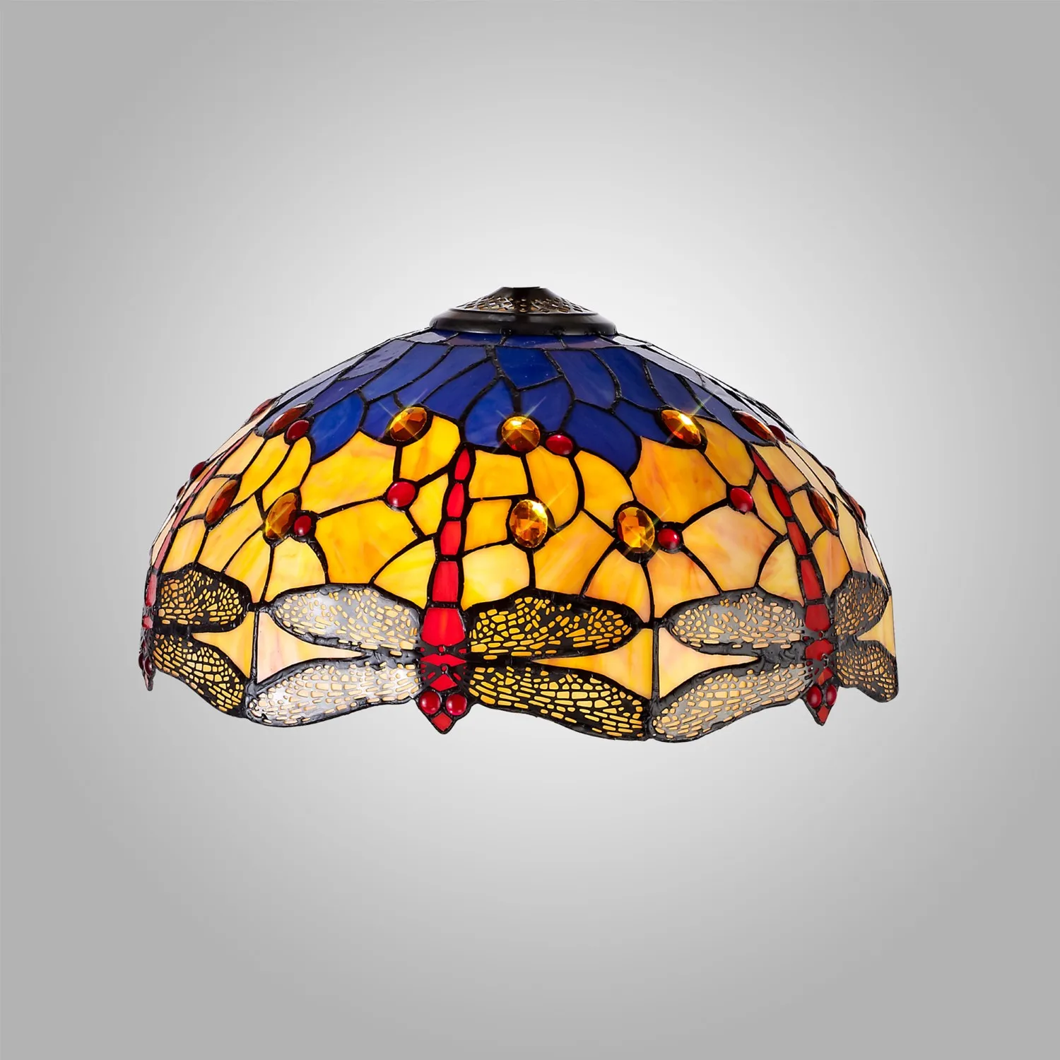 Hitchin Tiffany 40cm Shade Only Suitable For Pendant Ceiling Table Lamp, Blue Orange Crystal