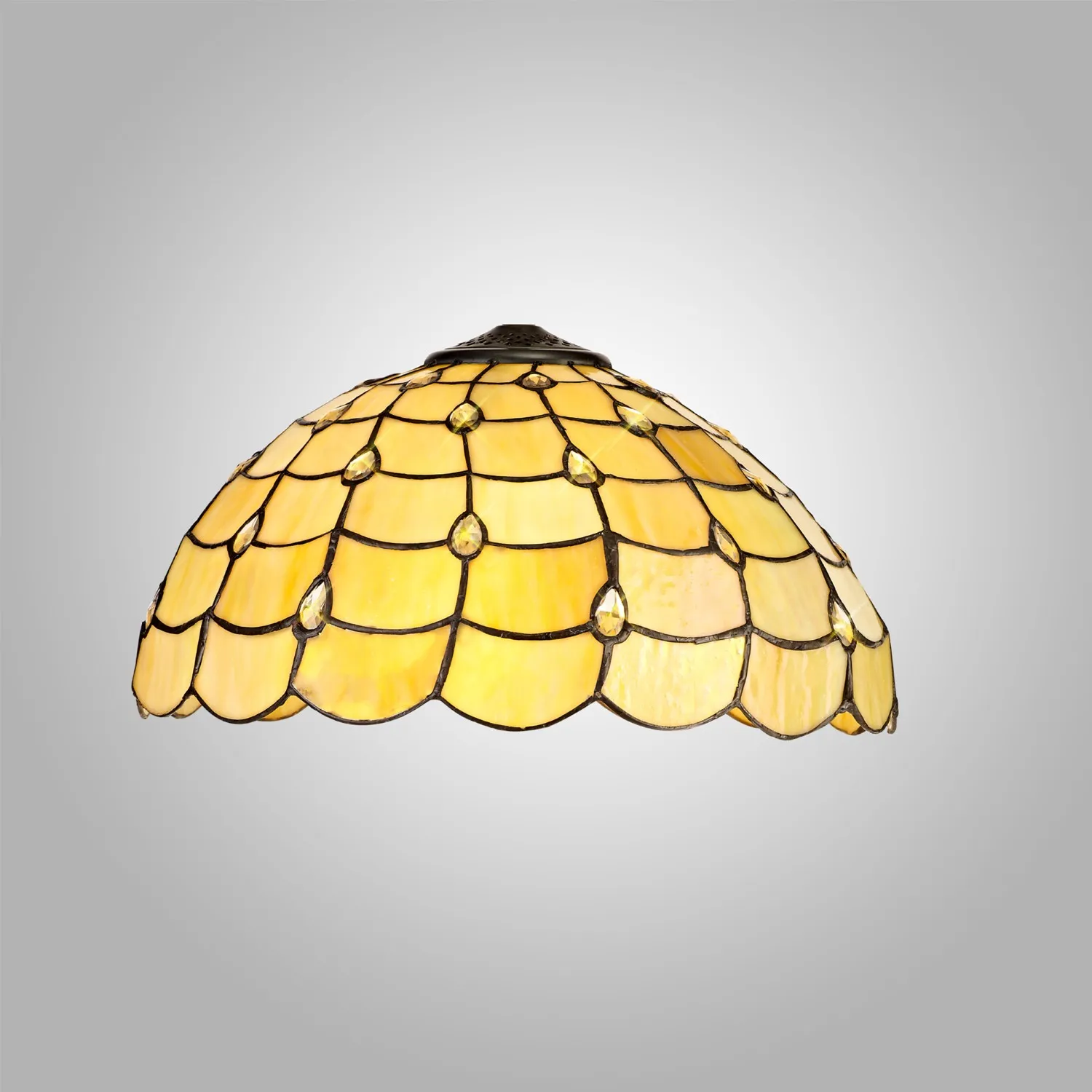 Stratford, Tiffany 40cm Shade Only Suitable For Pendant Ceiling Table Lamp, Beige Clear Crystal