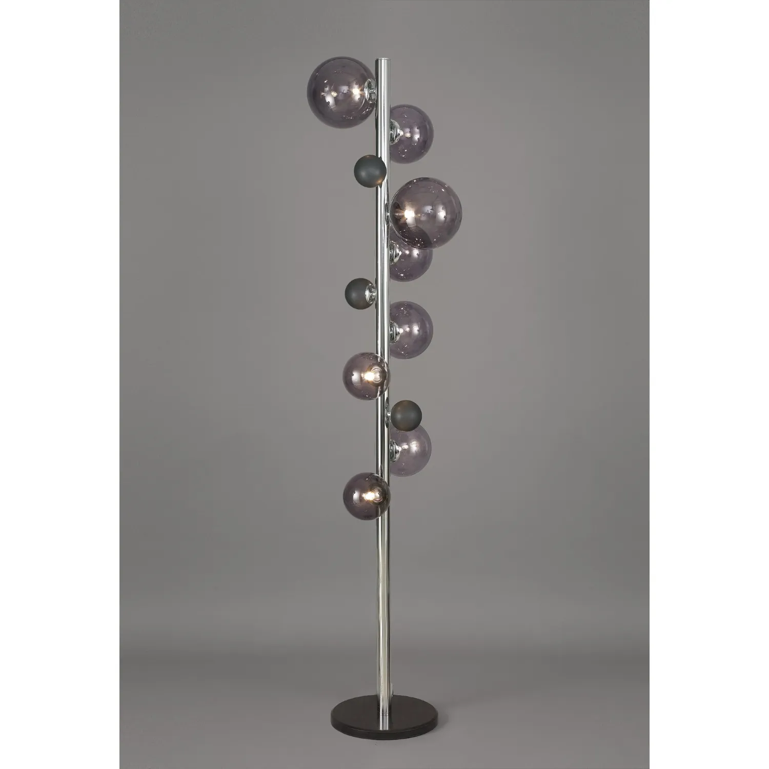 Hook Floor Lamp, 8 x G9, Polished Chrome Smoked Glass With Black Marble Base