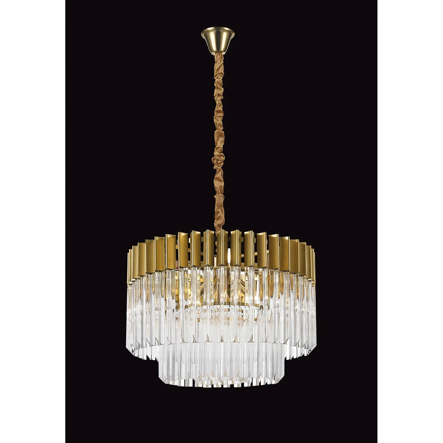 Brass Clear Sculpted Glass Ceiling Light 8 E14 Lamp Holders