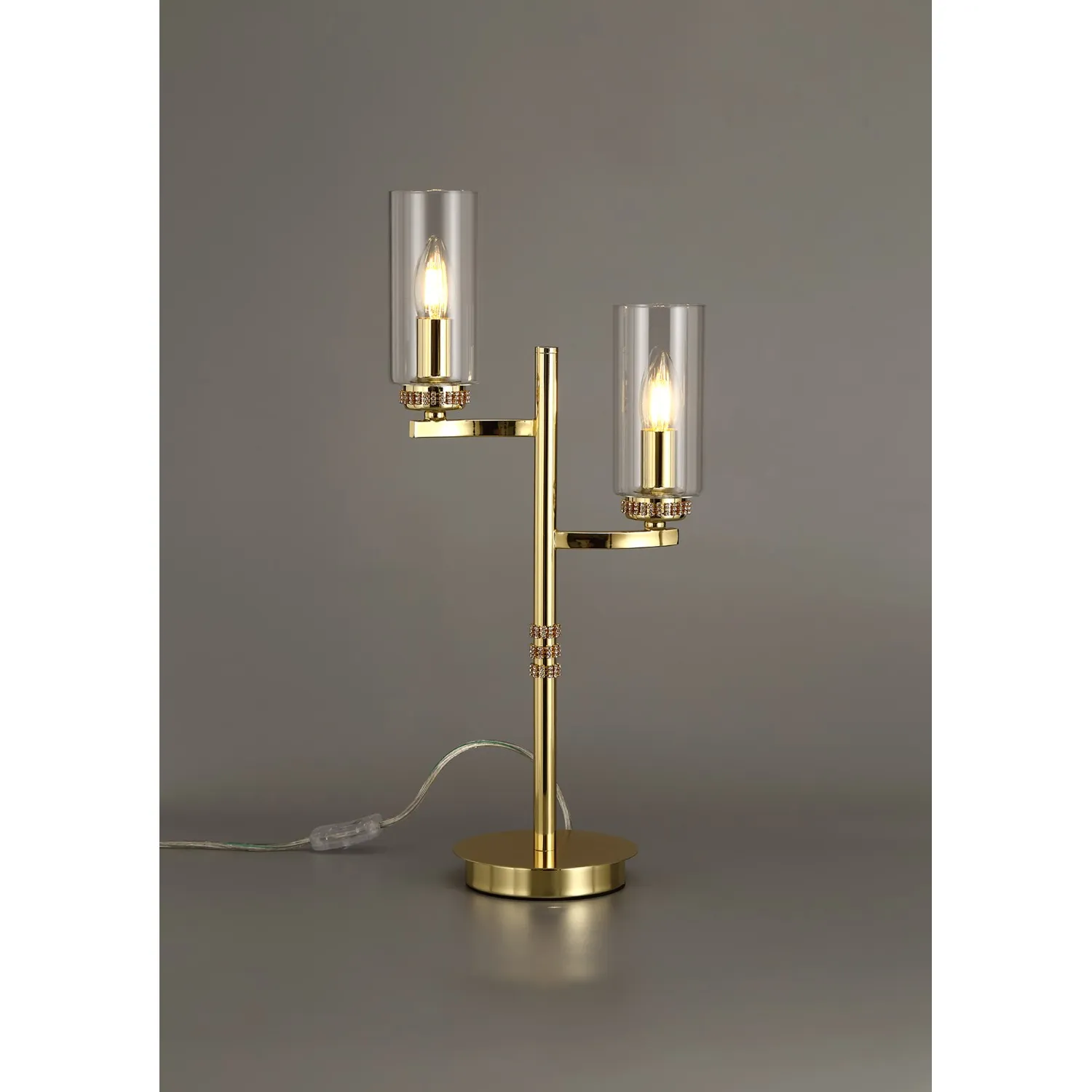 Buckingham Table Lamp, 2 x E14, Polished Gold