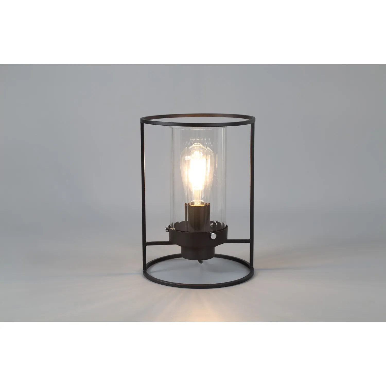Oakley Table Lamp, 1 Light E27, Black Clear Glass