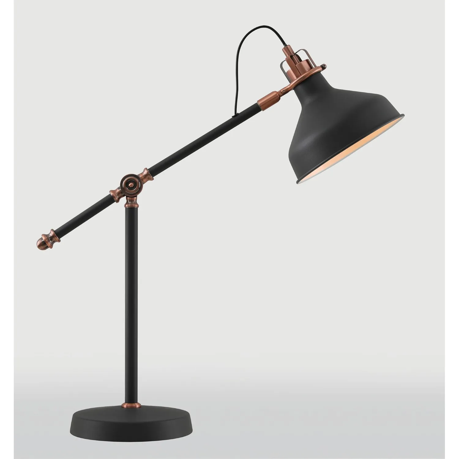 Brent Adjustable Table Lamp, 1 x E27, Graphite Copper White