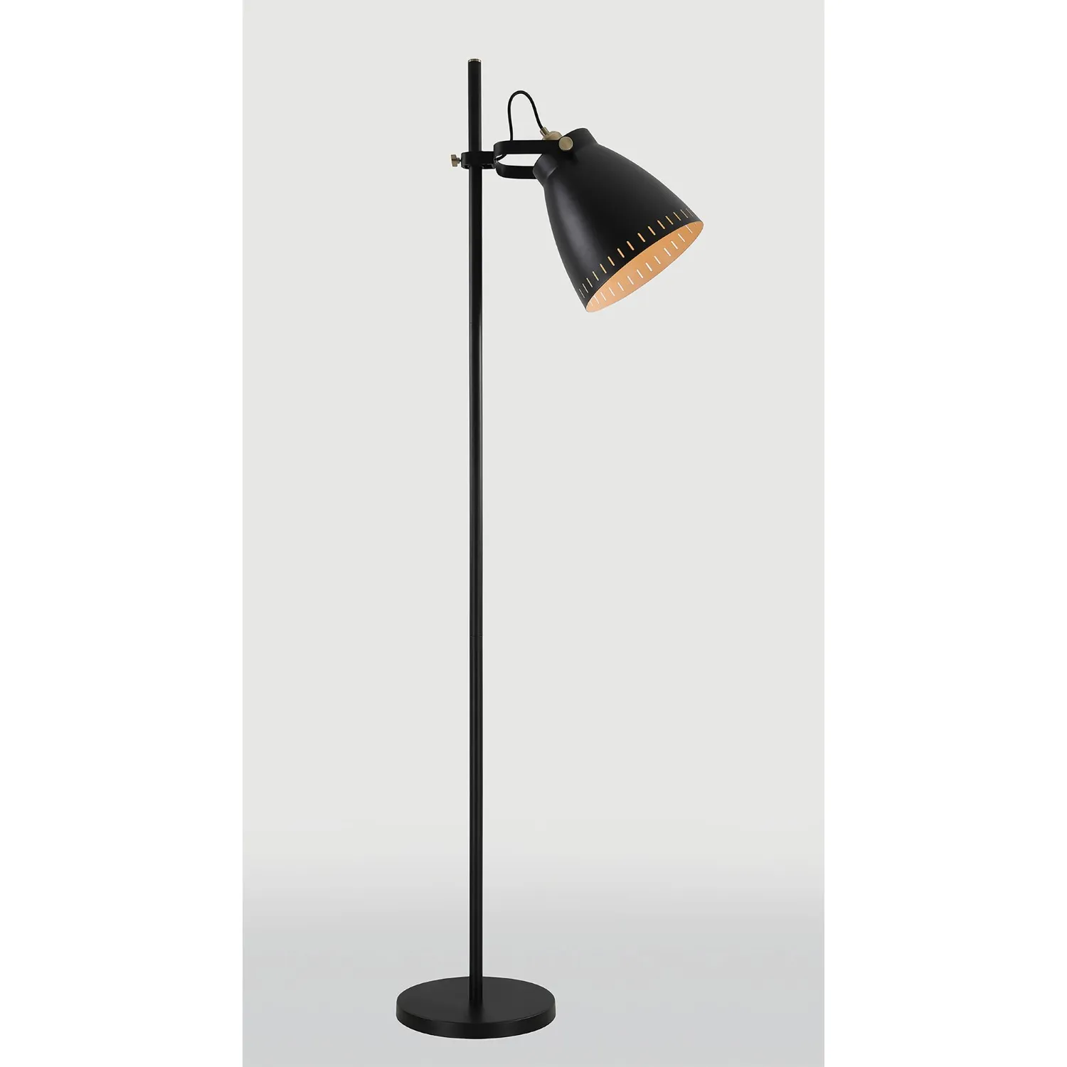 Lambeth Adjustable Floor Lamp, 1 x E27, Matt Black Antique Brass Khaki