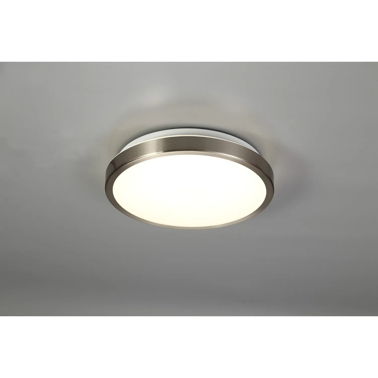 Southall Ceiling, 1 x 12W LED, 4000K, 3 Step Dimmable, 565lm, IP44, Satin Nickel White, 3yrs Warranty