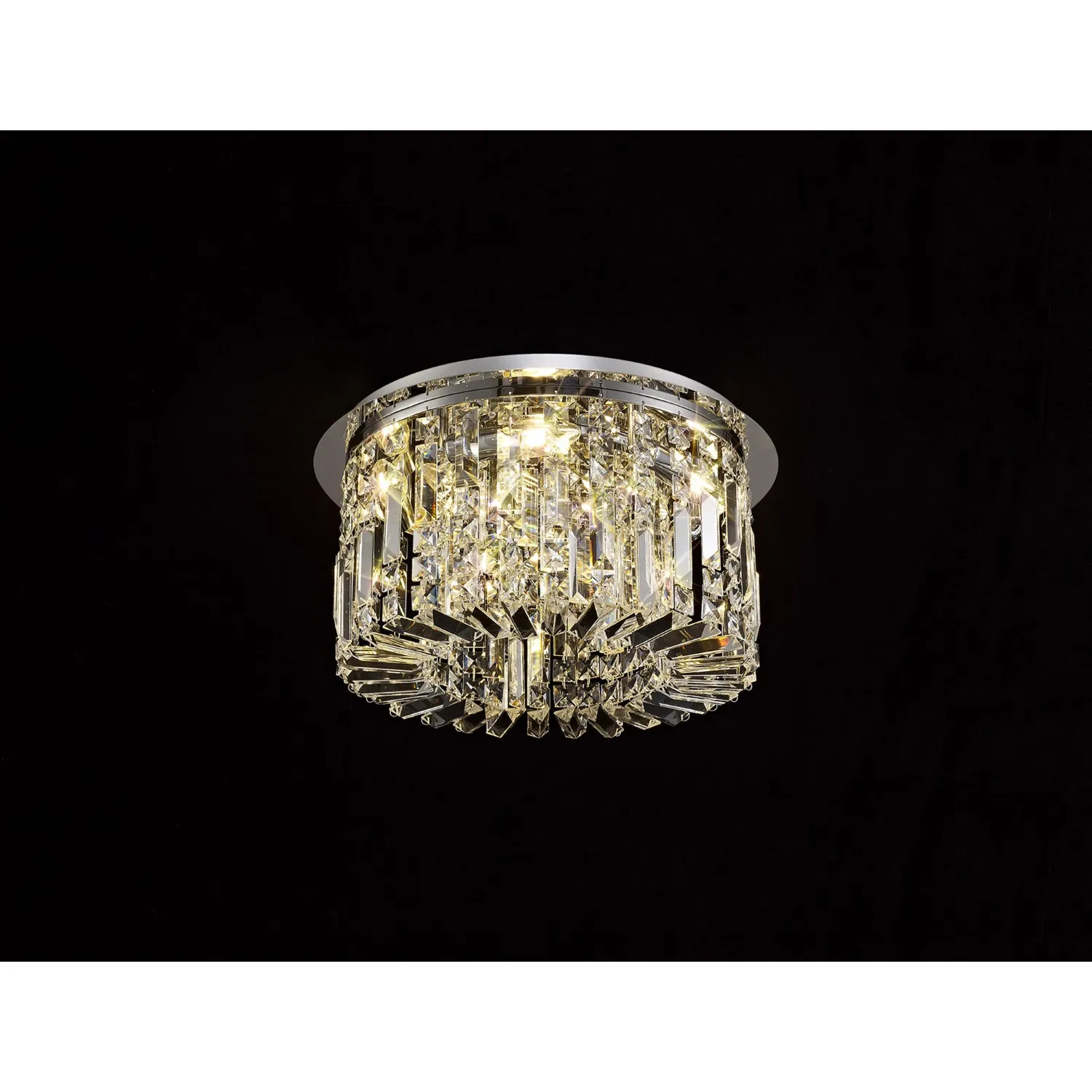 Boreham 45cm Round Flush Chandelier, 5 Light E14, Polished Chrome Crystal