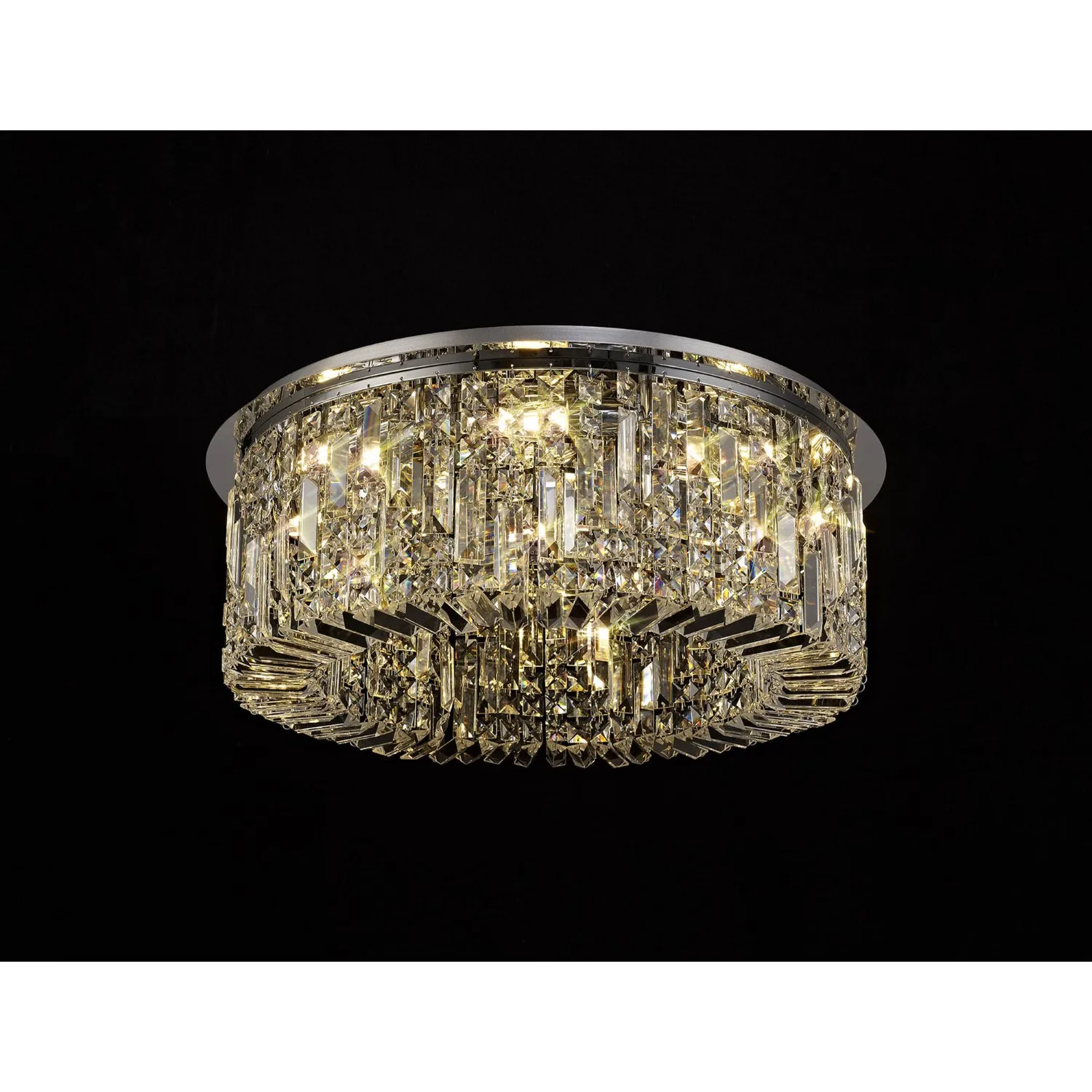 Boreham 65cm Round Flush Chandelier, 8 Light E14, Polished Chrome Crystal